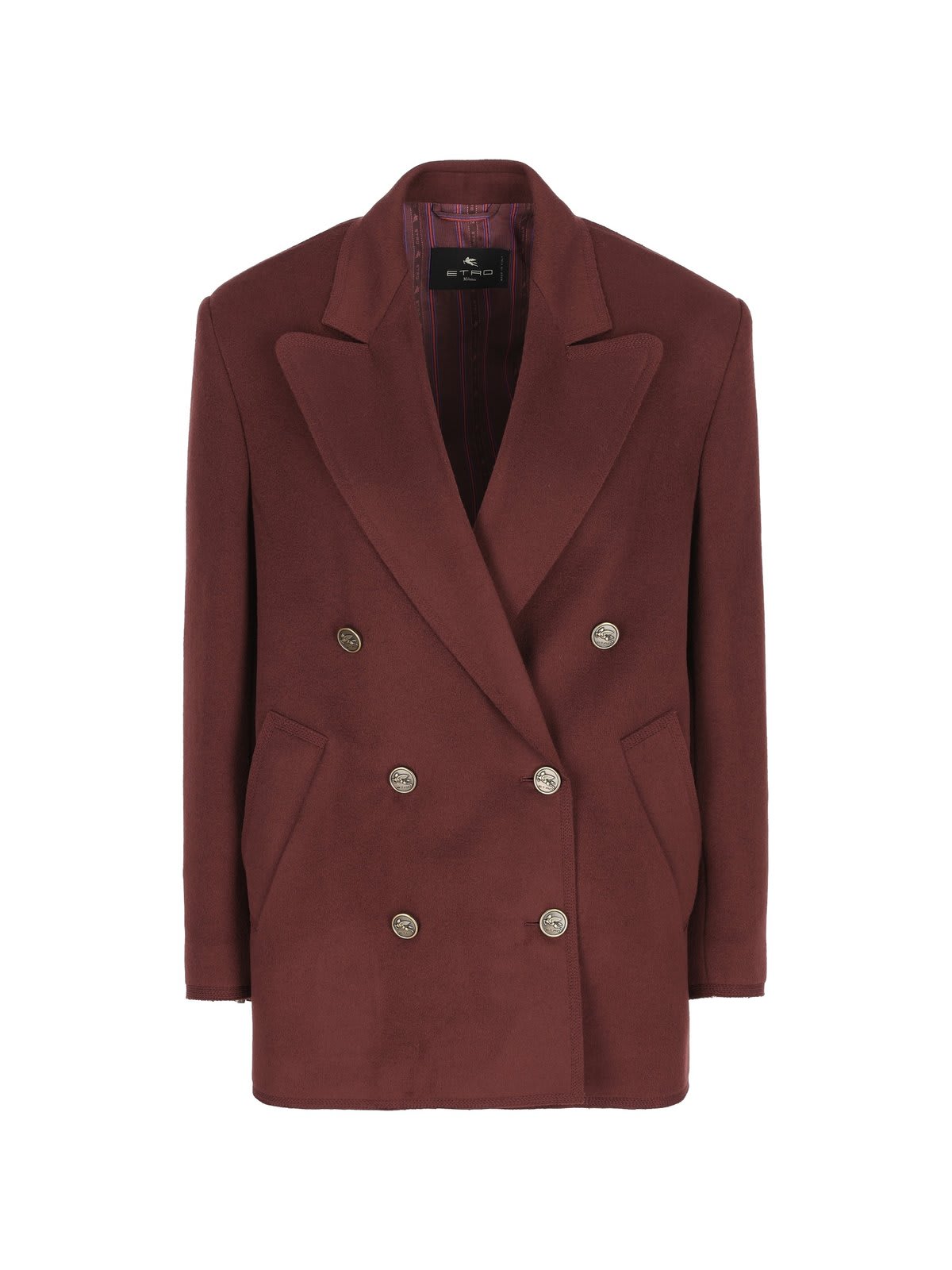 Shop Etro Double-breasted Oversized Blazer In Red