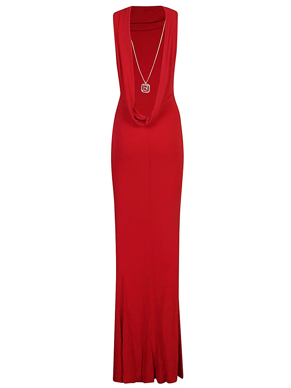 Elisabetta Franchi Red Halterneck Sleeveless Dress In Red