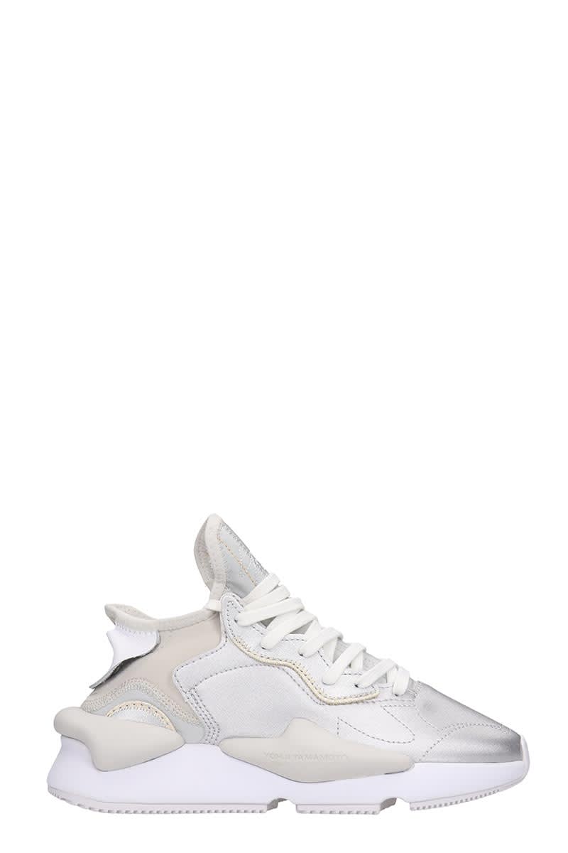 Y-3 KAIWA SNEAKERS IN SILVER LEATHER,11204417