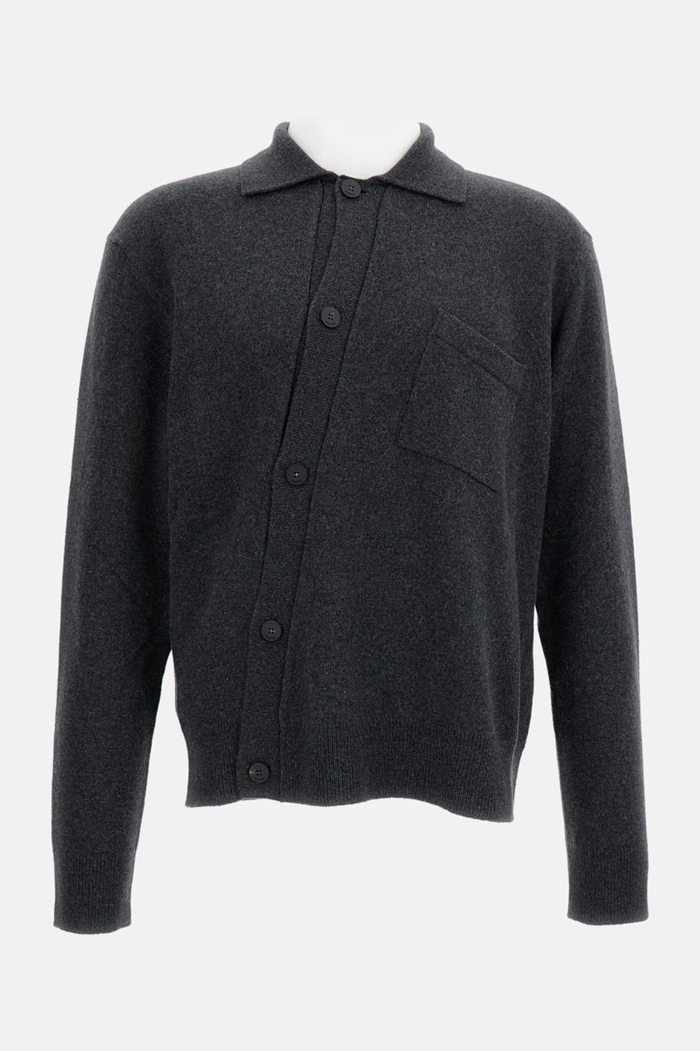 Jacquemus Grey Cardigan With Asymmetrical Design In Wool Man In Gray