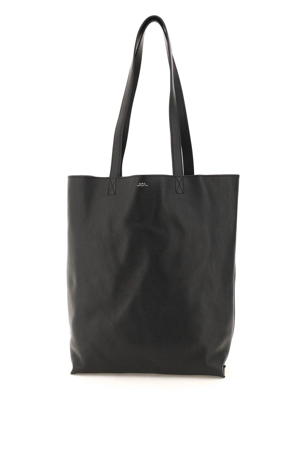 Apc Logo Print Tote Bag In Black