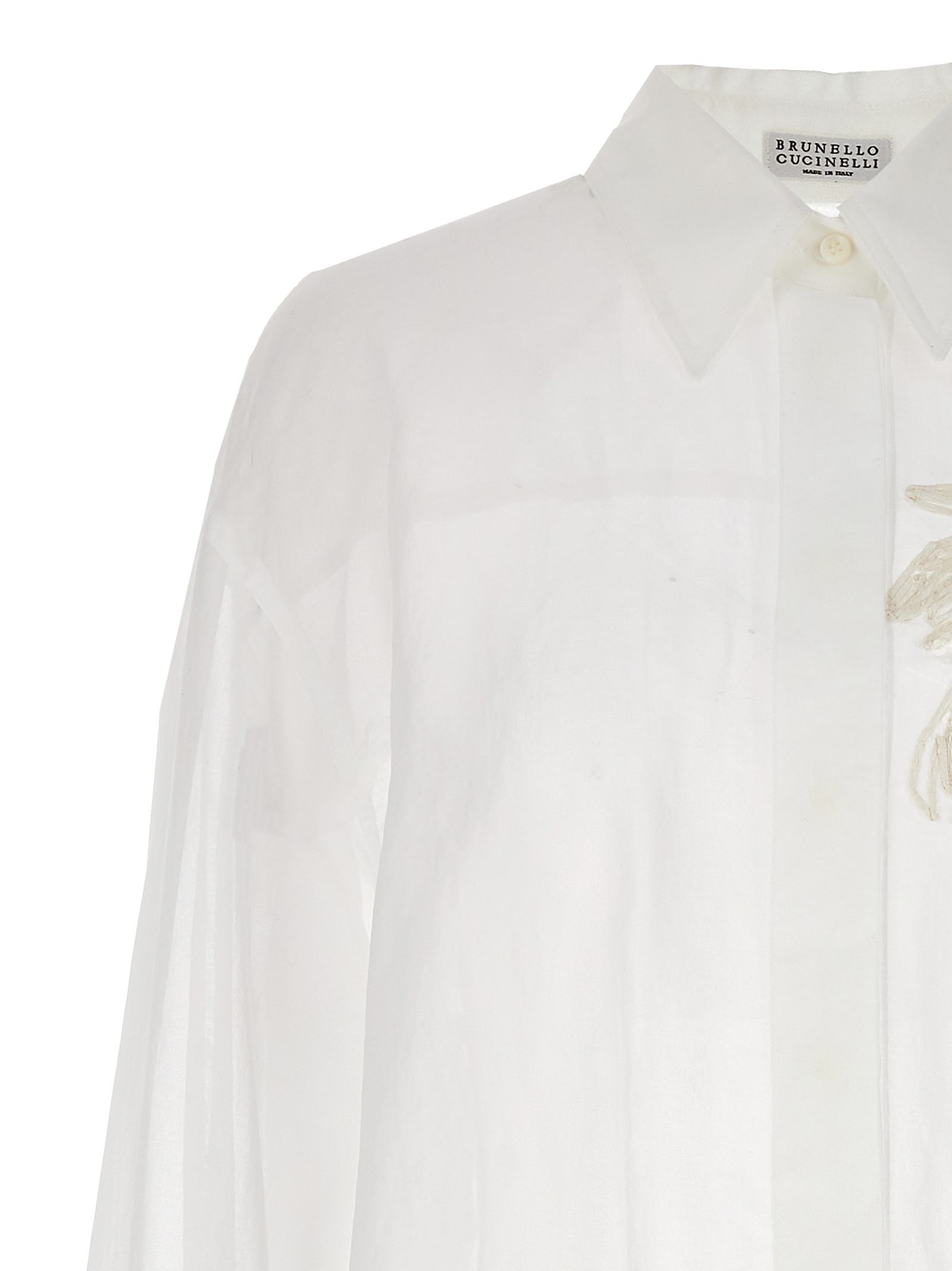 Shop Brunello Cucinelli Floral Embroidery Shirt In Bianco Ottico