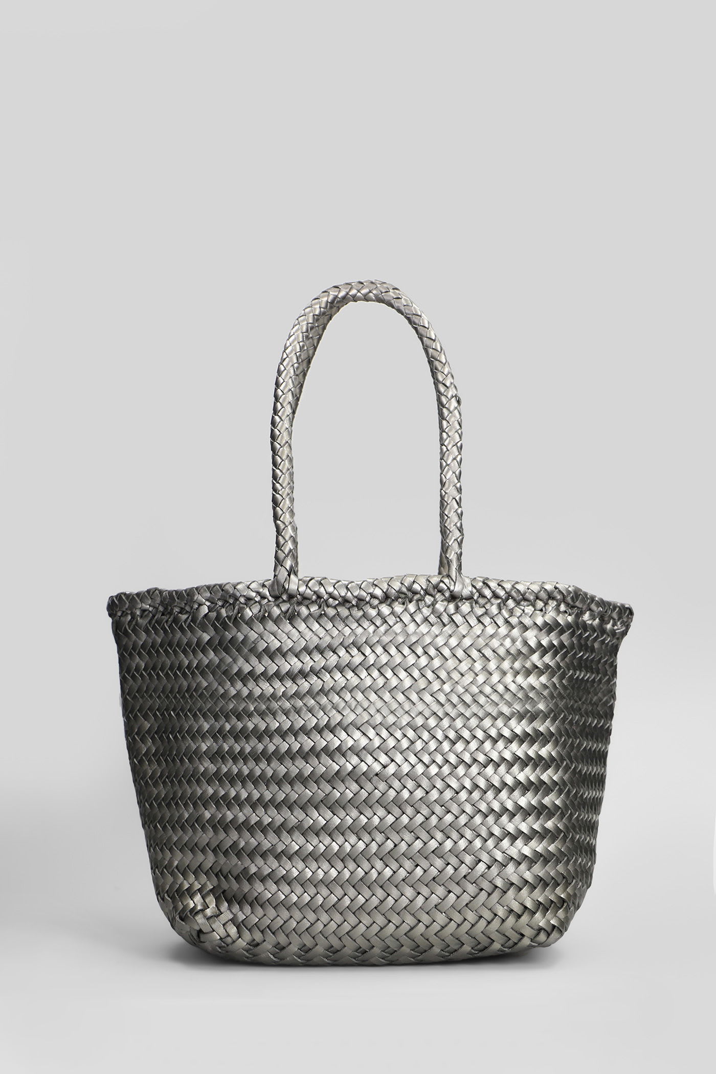 Dragon Diffusion Grace Basket Small Tote In Gunmetal Leather In Gray