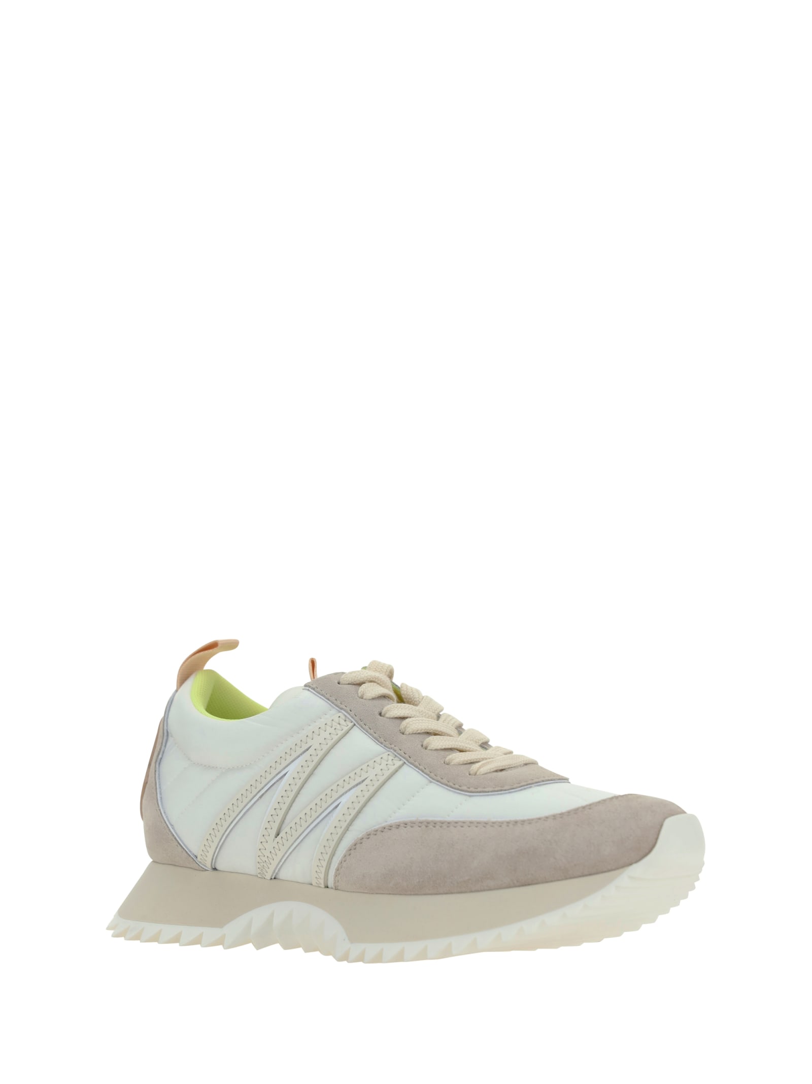 Shop Moncler Pacey Low Top Sneakers In White/beige