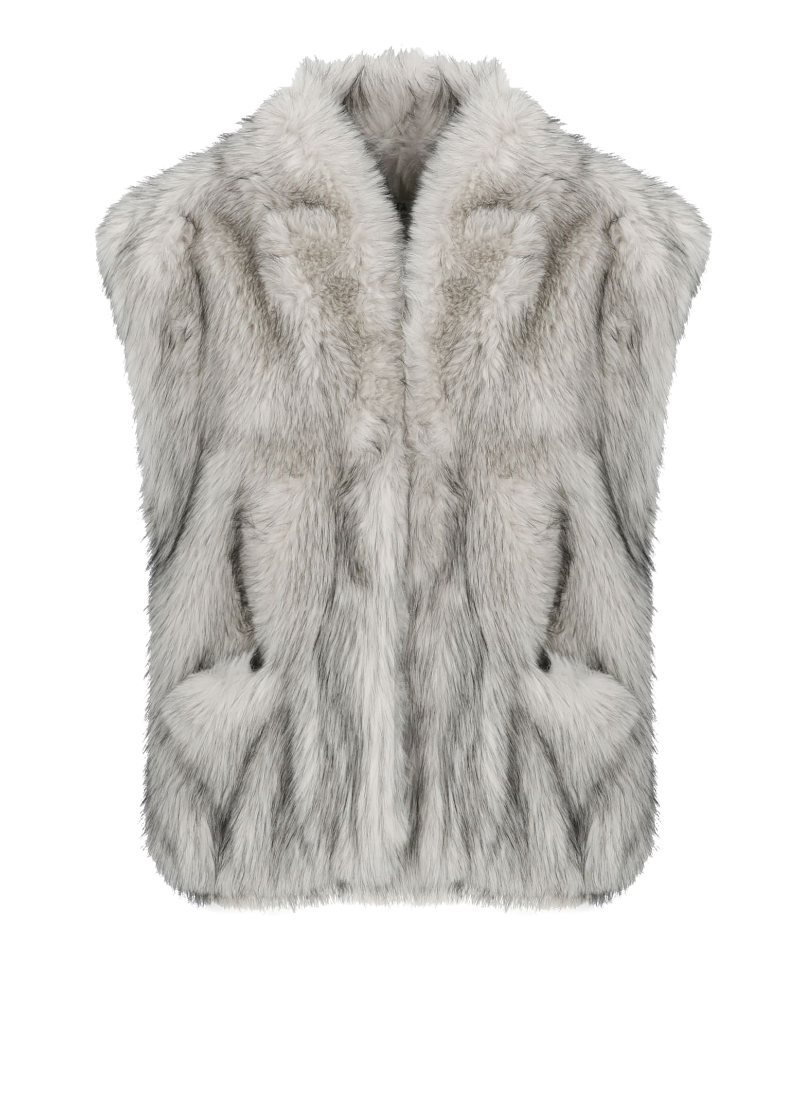 Betta Corradi Syntetic Fur Vest In Gray