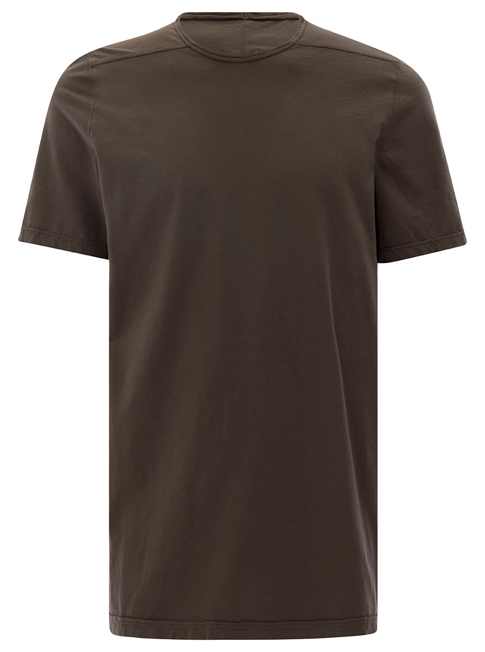 Brown Round Neck T-shirt In Cotton Man