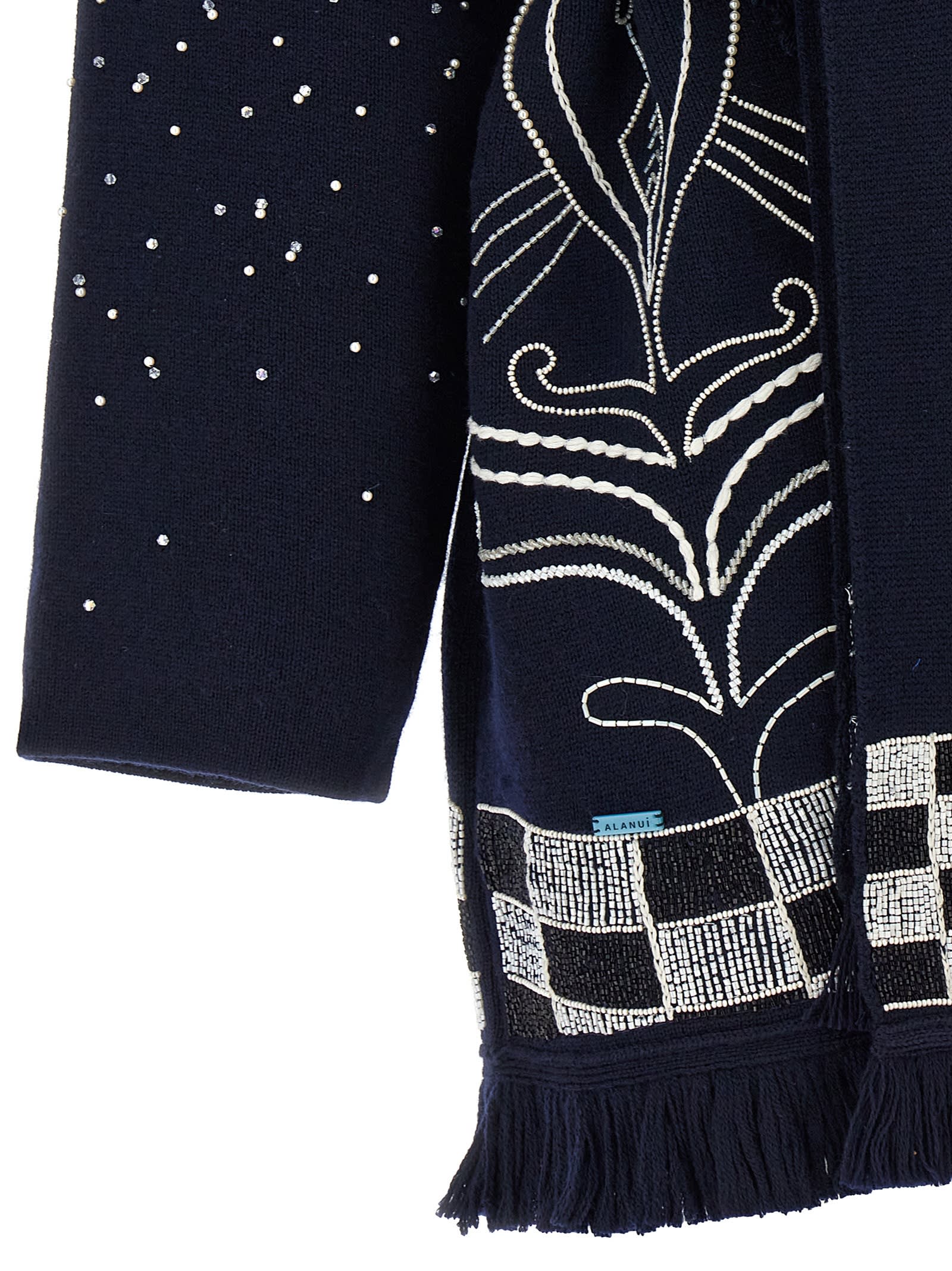 Shop Alanui I Dreamt A Dream Tonight Cardigan In Midnight Blue