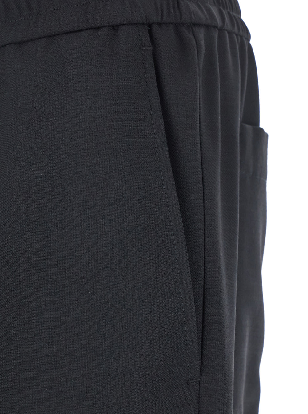 Shop Ami Alexandre Mattiussi Black Pants With Elastic Waist With Drawstring In Virgin Wool Man
