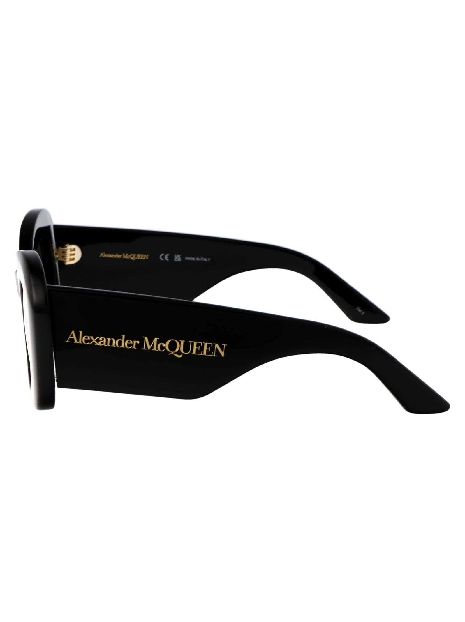 Shop Alexander Mcqueen Am0434s Sunglasses In 001 Black Black Grey
