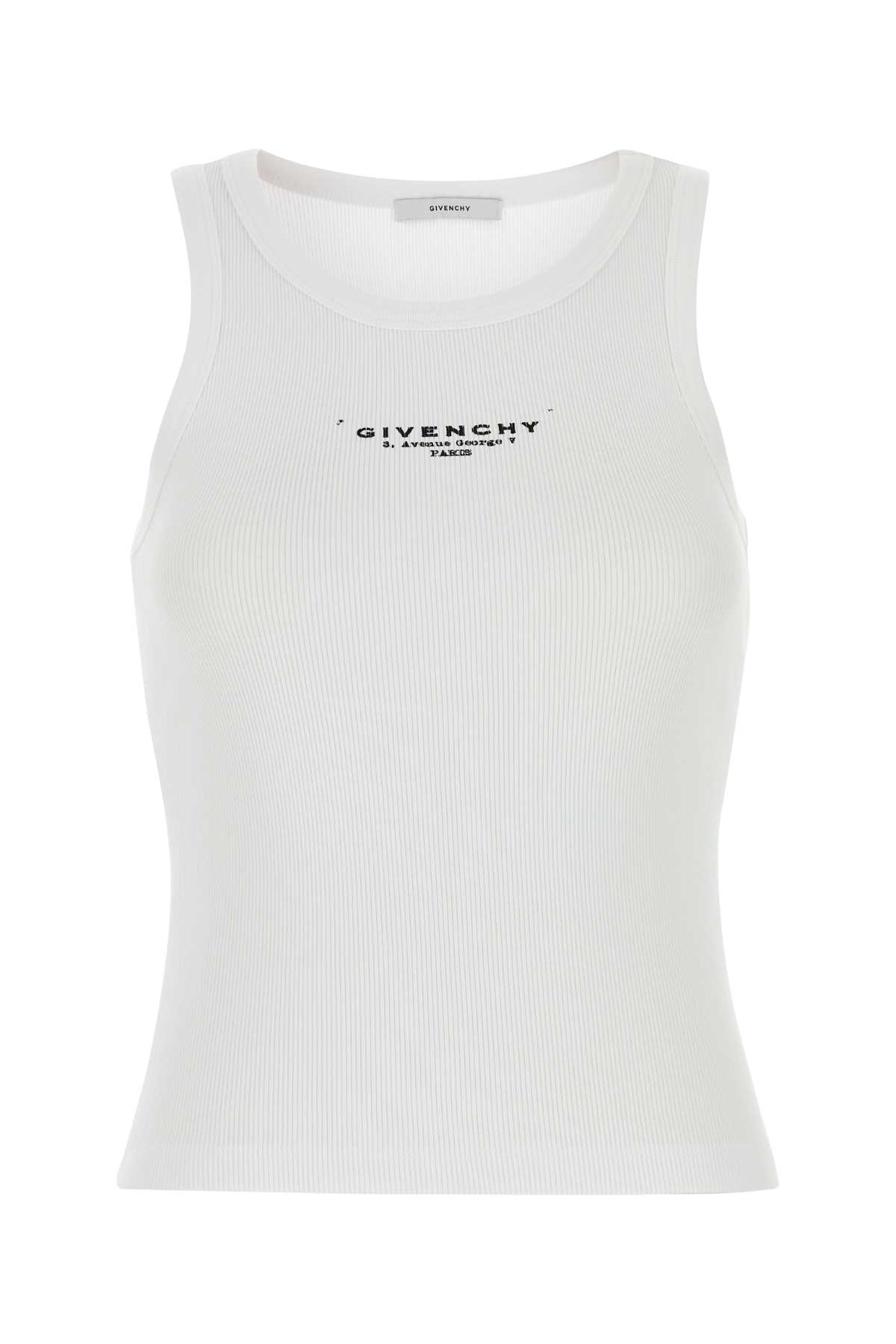 White Stretch Cotton Tank Top