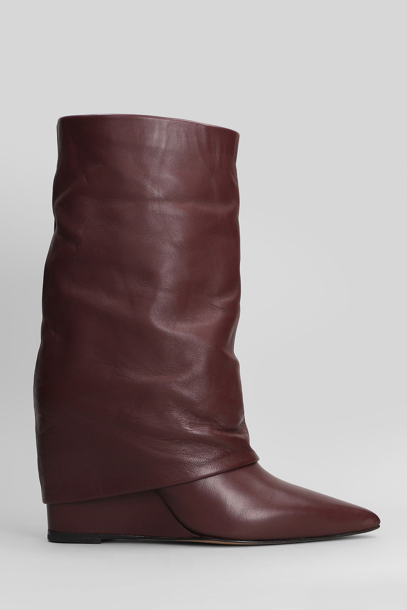 The Seller High Heels Ankle Boots In Bordeaux Leather In Burgundy