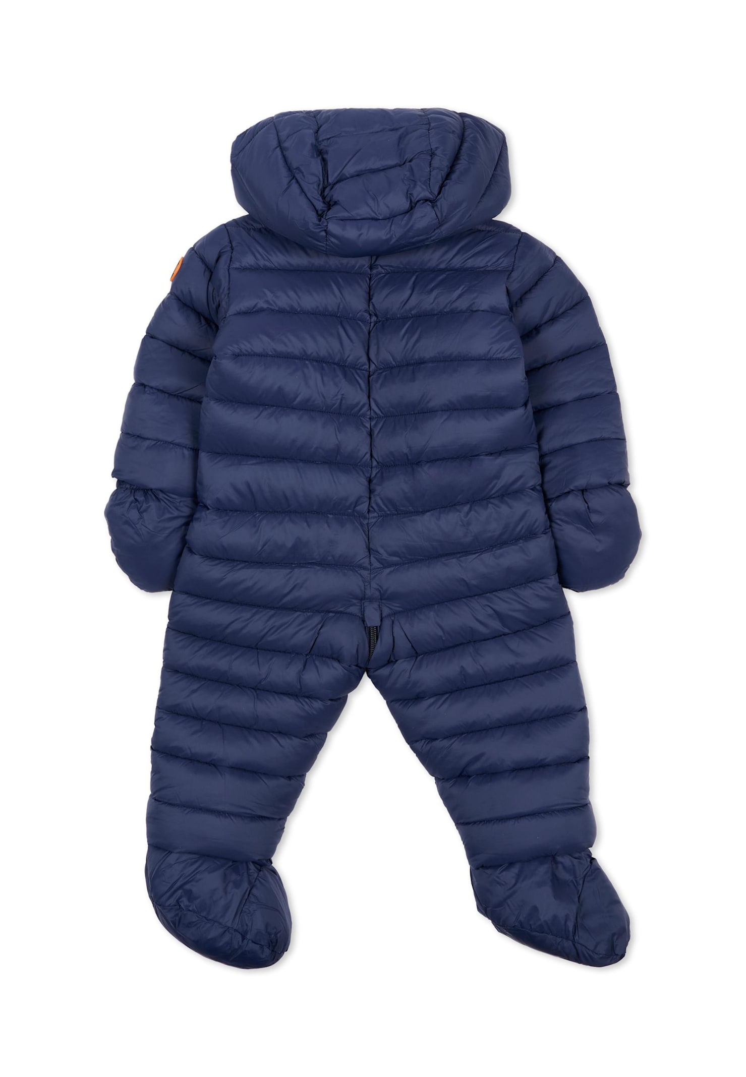 Save The Duck Blue Down Jacket For Baby Boy With Logo In Blue