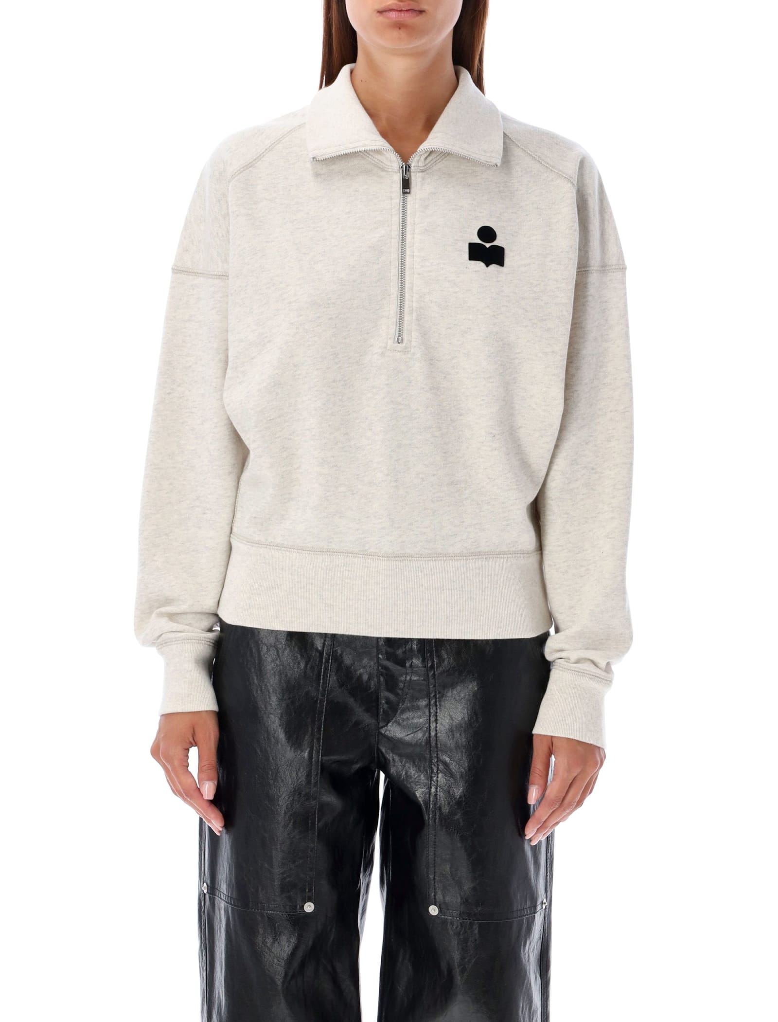 Shop Marant Etoile Rozz Half Zip Fleece In Ecru