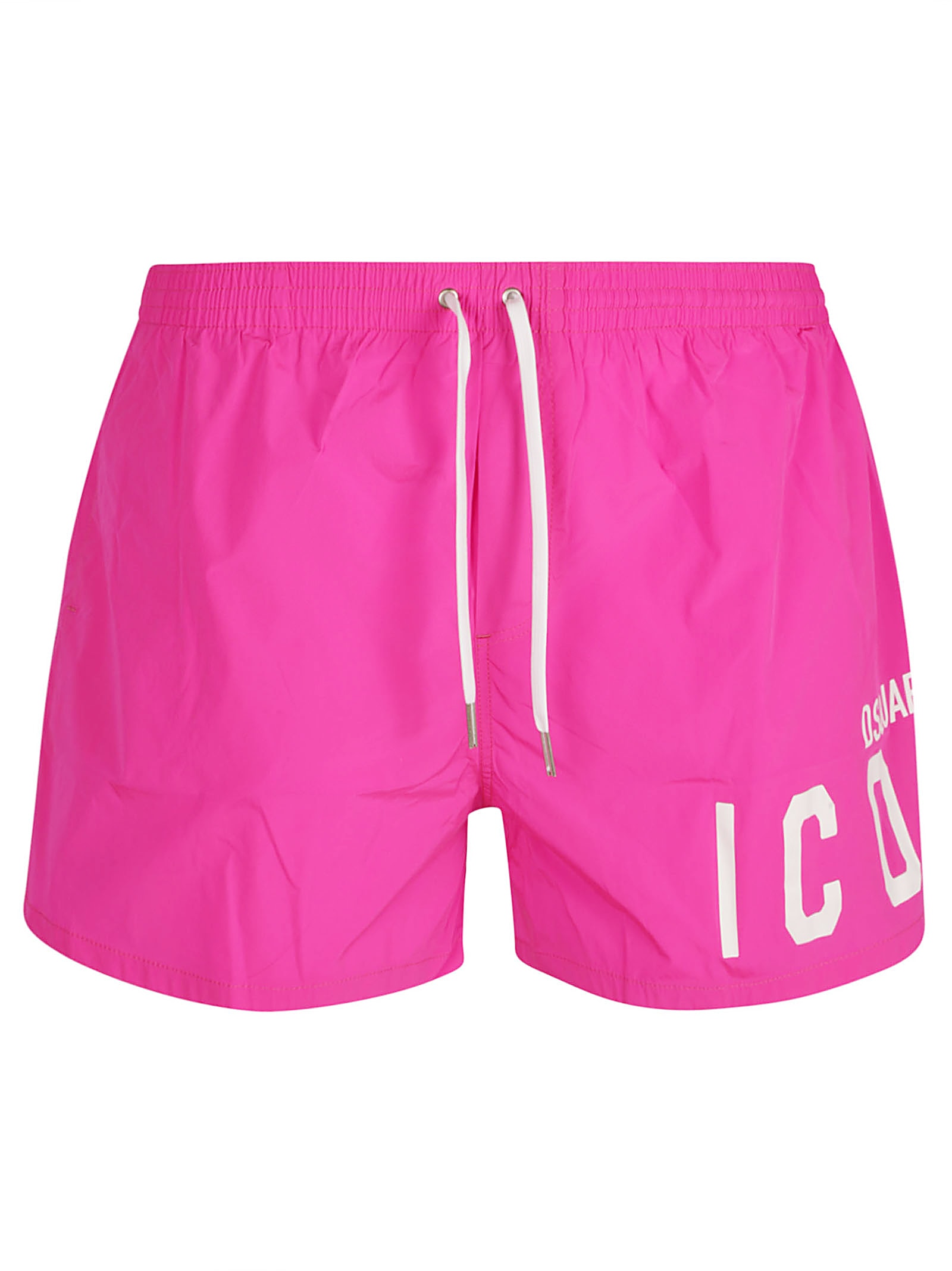 Dsquared2 Drawstring Waist Icon Logo Shorts In Fuxia