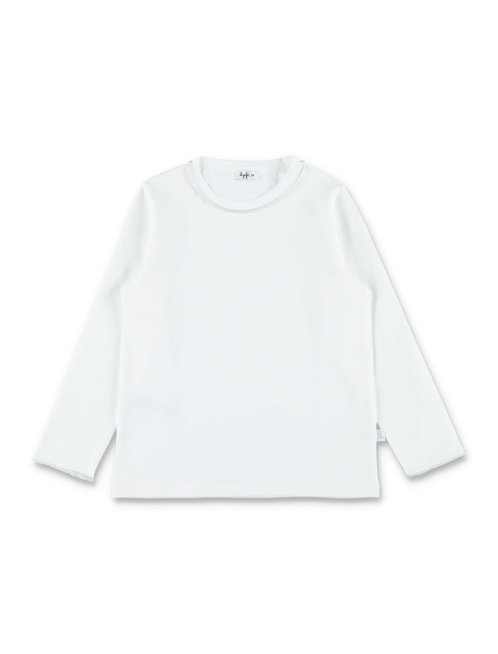Il Gufo Girls Cotton Jersey T-shirt With Contrast Trim In White