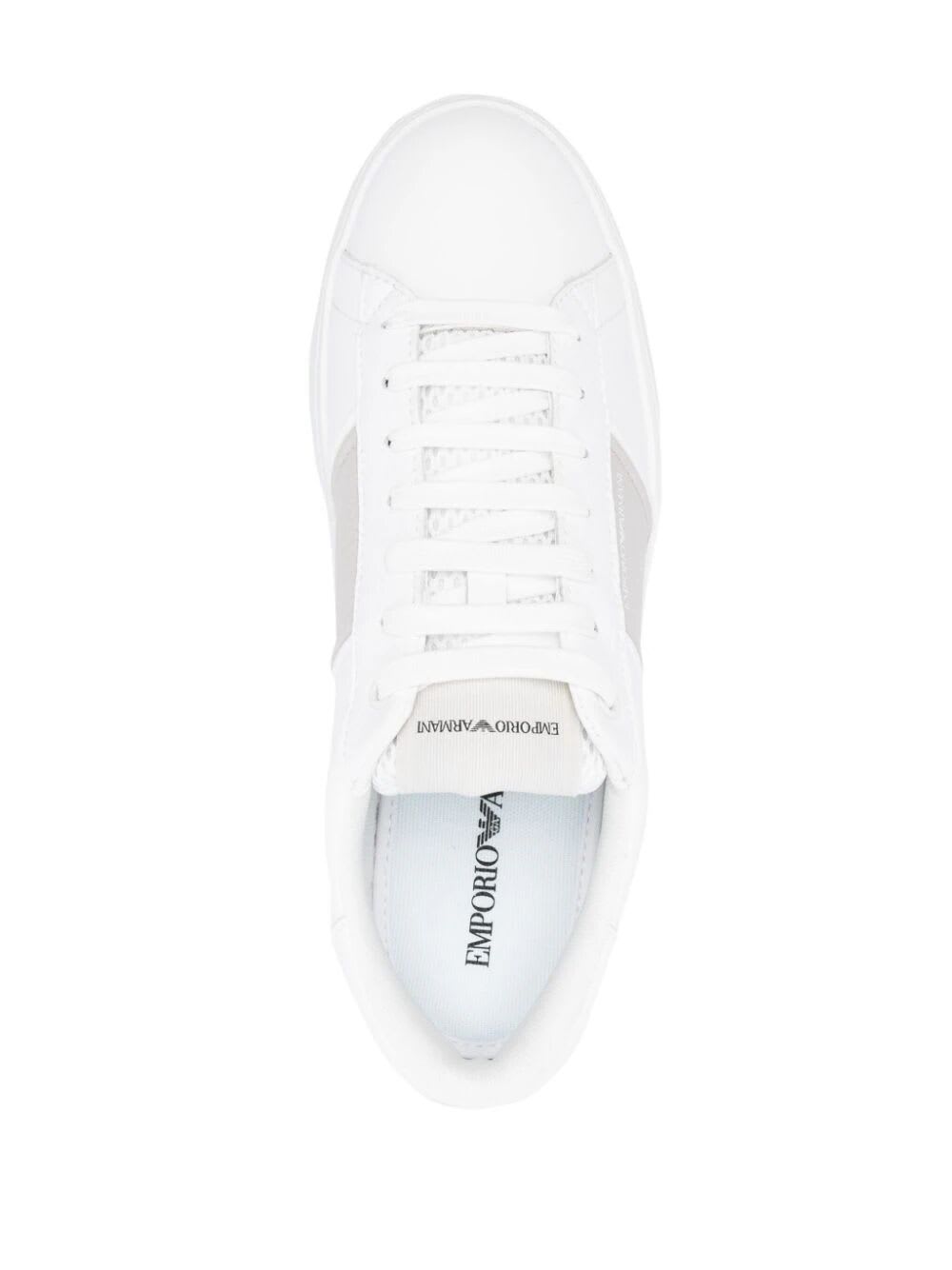 Shop Emporio Armani Sneaker Mesh In Opt White Silver