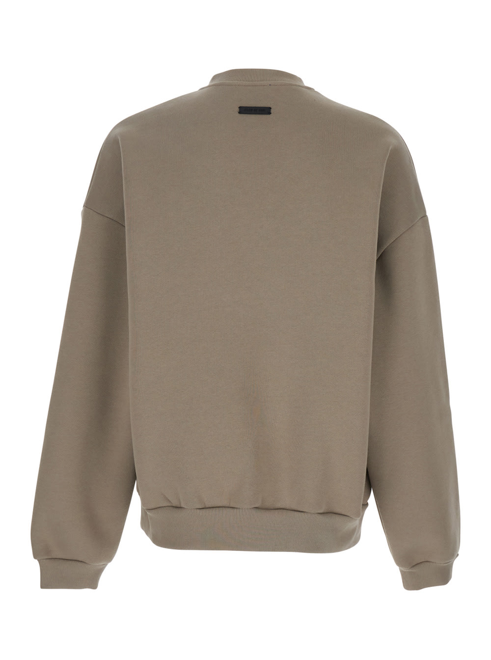 Fear Of God Eternal Beige Crewneck T-shirt With Dropped Shoulders And Tonal Embroidery On The Front In Cotton Bl In Beige