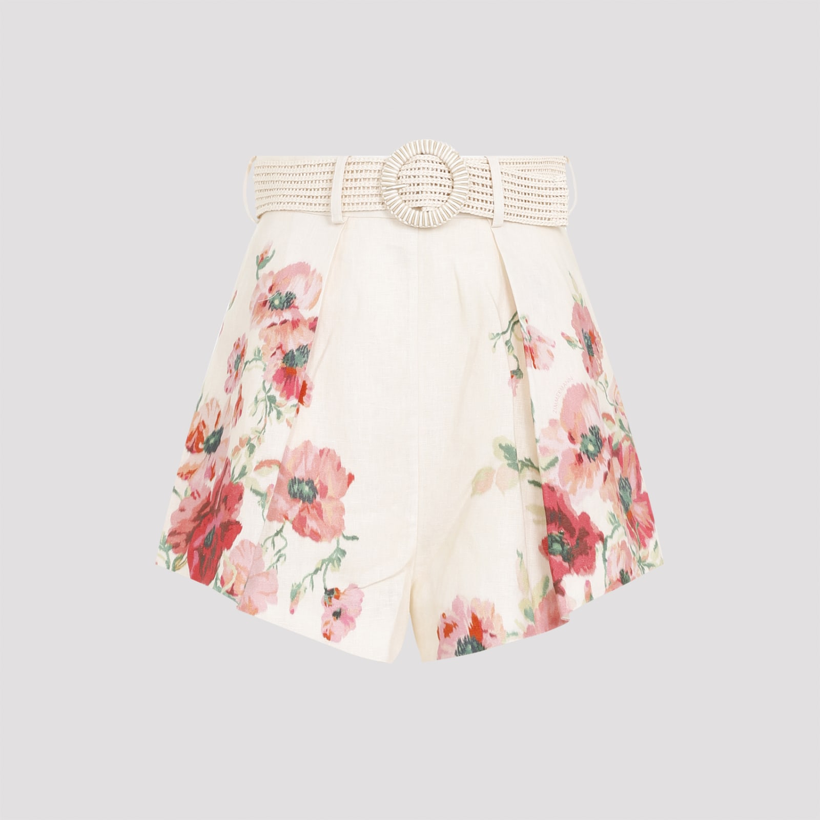 Shop Zimmermann Lightburst Tuck Short In Cream Red Floral