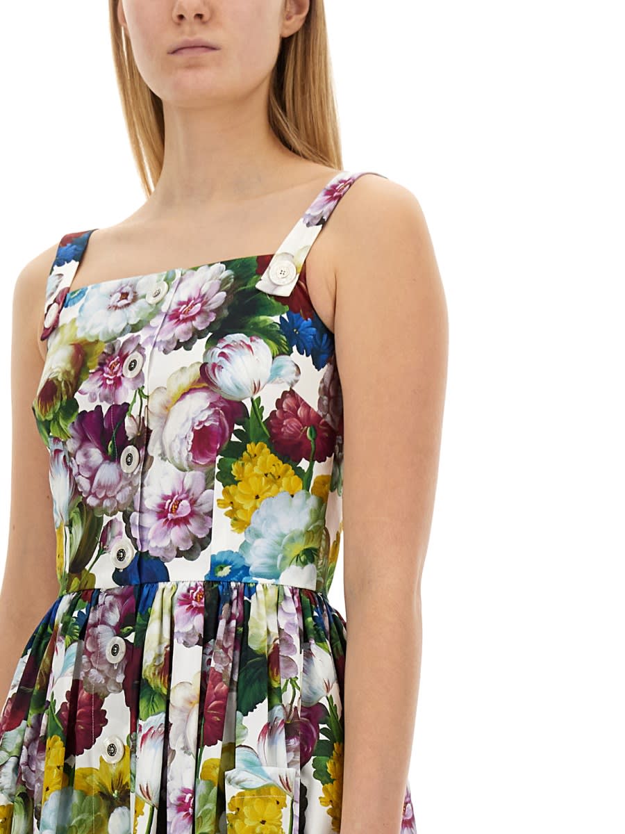 Shop Dolce & Gabbana Bustier Midi Dress In Multicolour