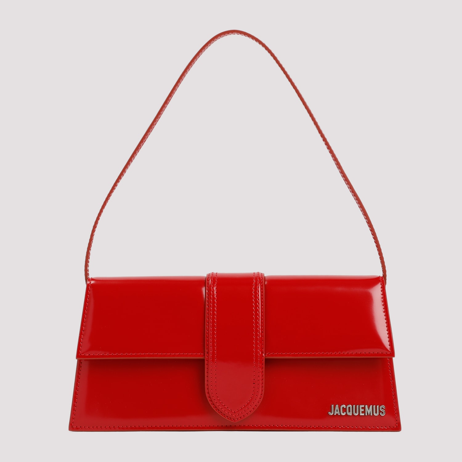 Jacquemus Patent Leather Le Bambino Long Shoulder Bag In Red