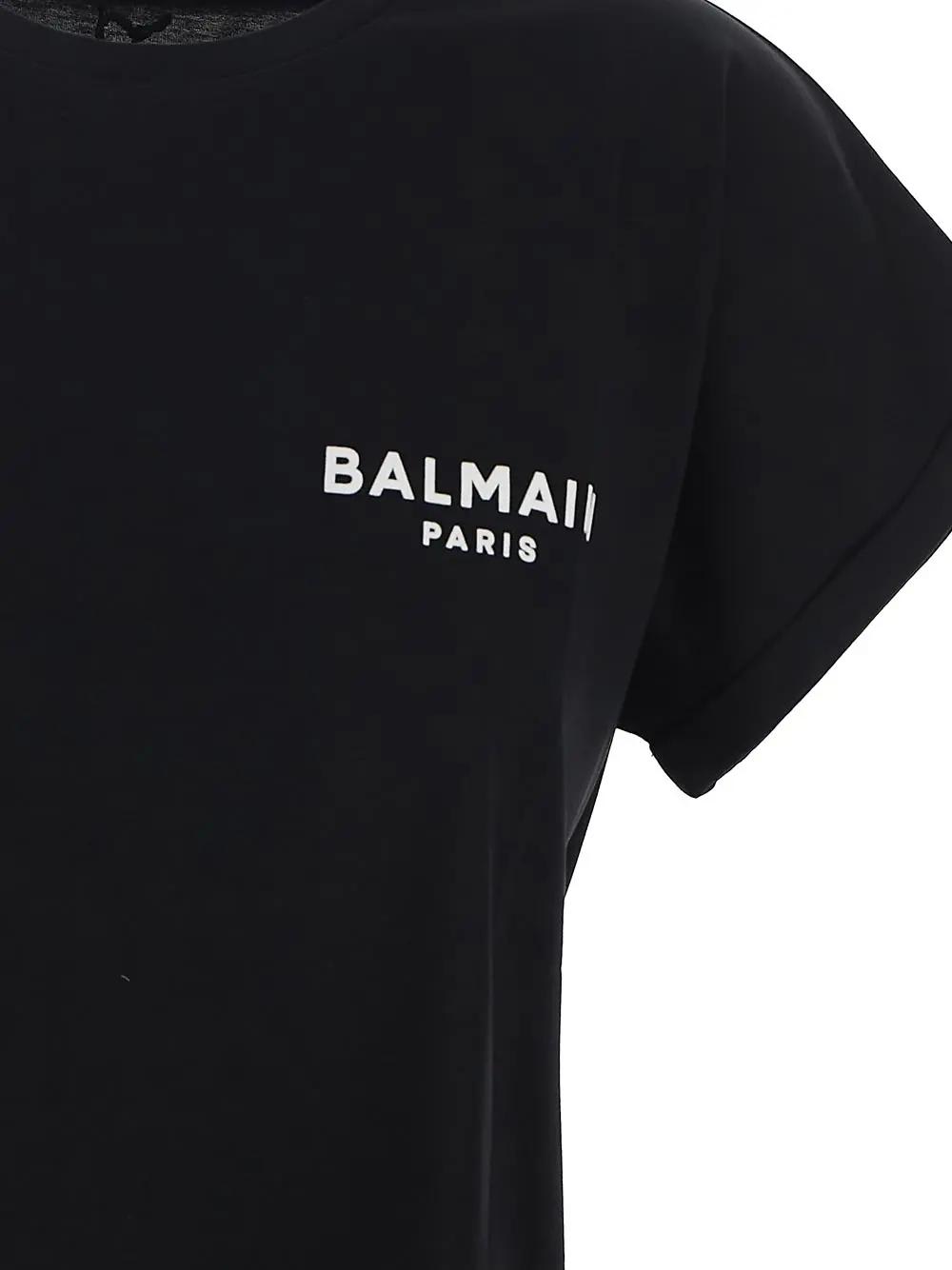 Shop Balmain Logoed T-shirt In Black
