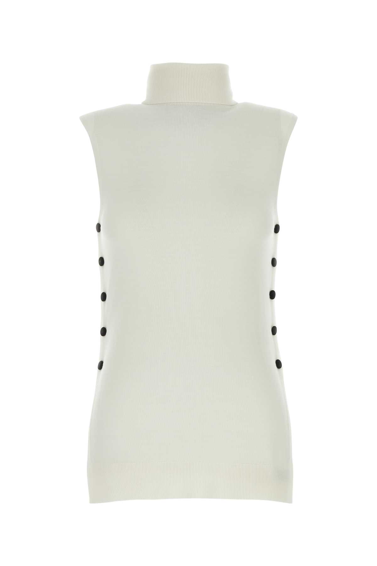 Shop Giorgio Armani Ivory Wool Top In U0bn