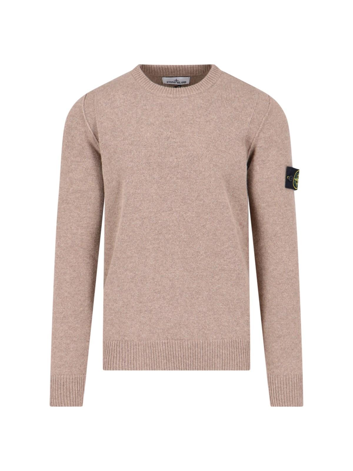 Shop Stone Island Logo Crew Neck Sweater In Marrone