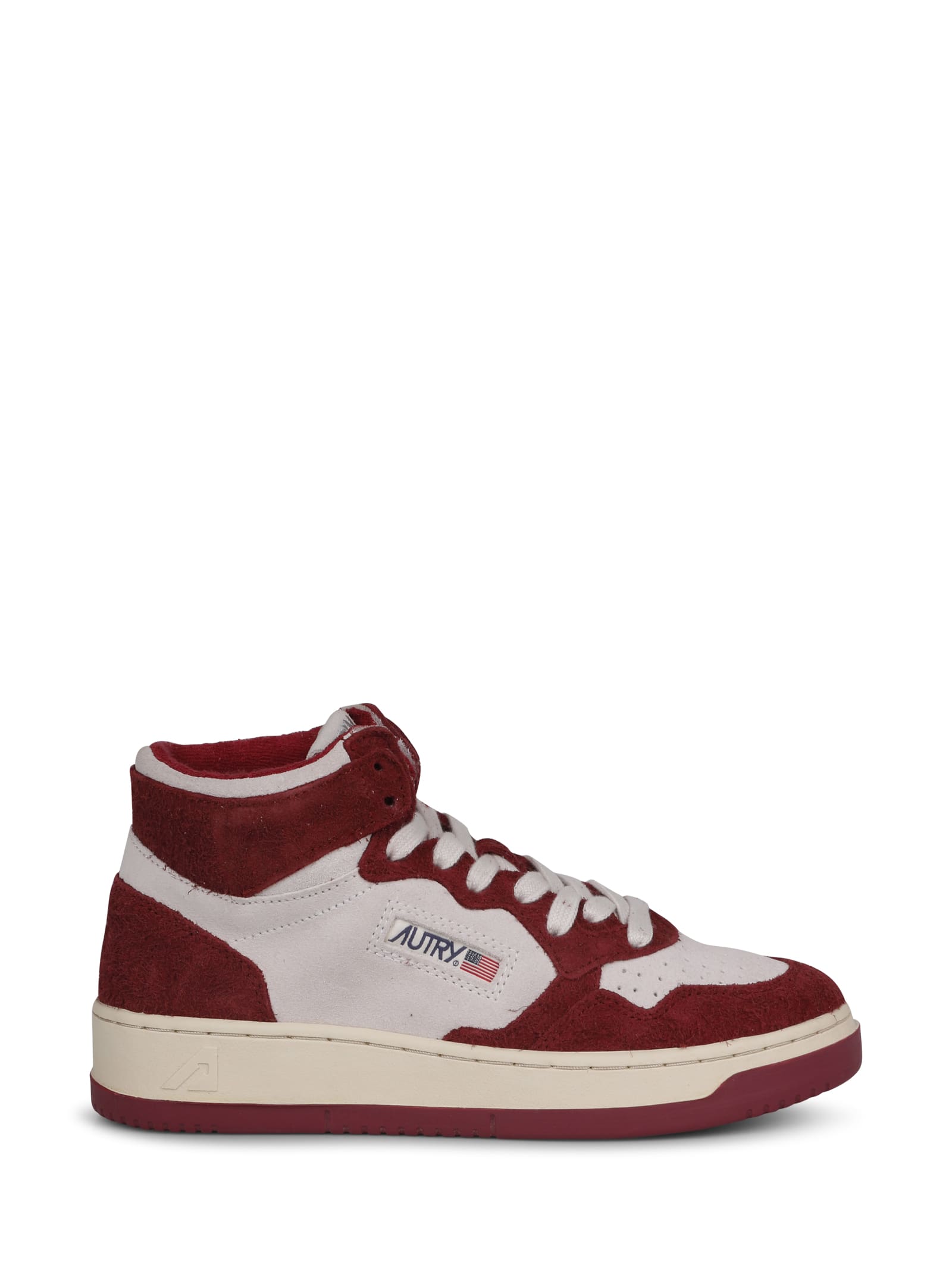 Autry Medalist Mid Sneakers In Hair-effect Suede In Red