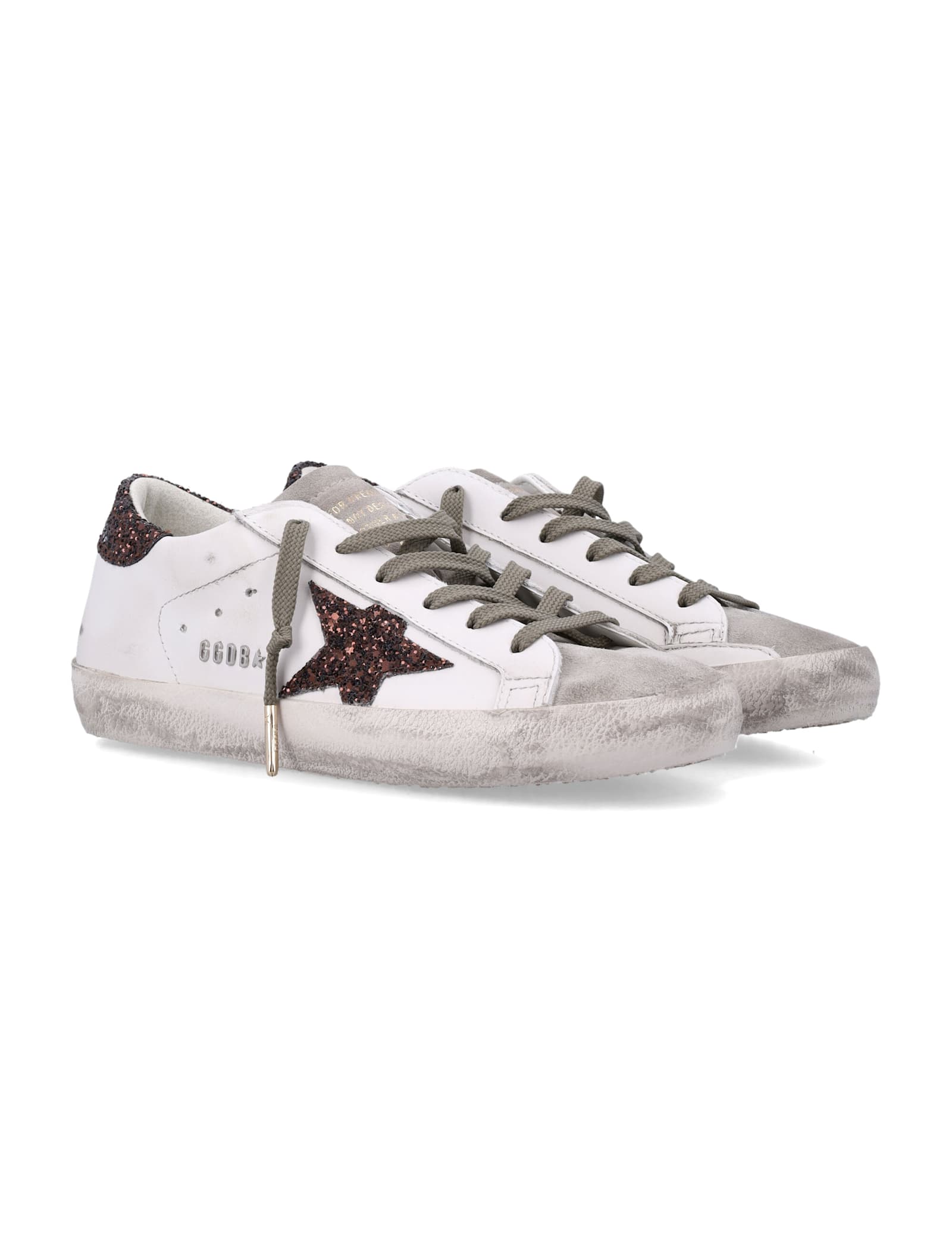 Golden Goose Superstar Sneakers Glitter Heel Star Detail In Multi