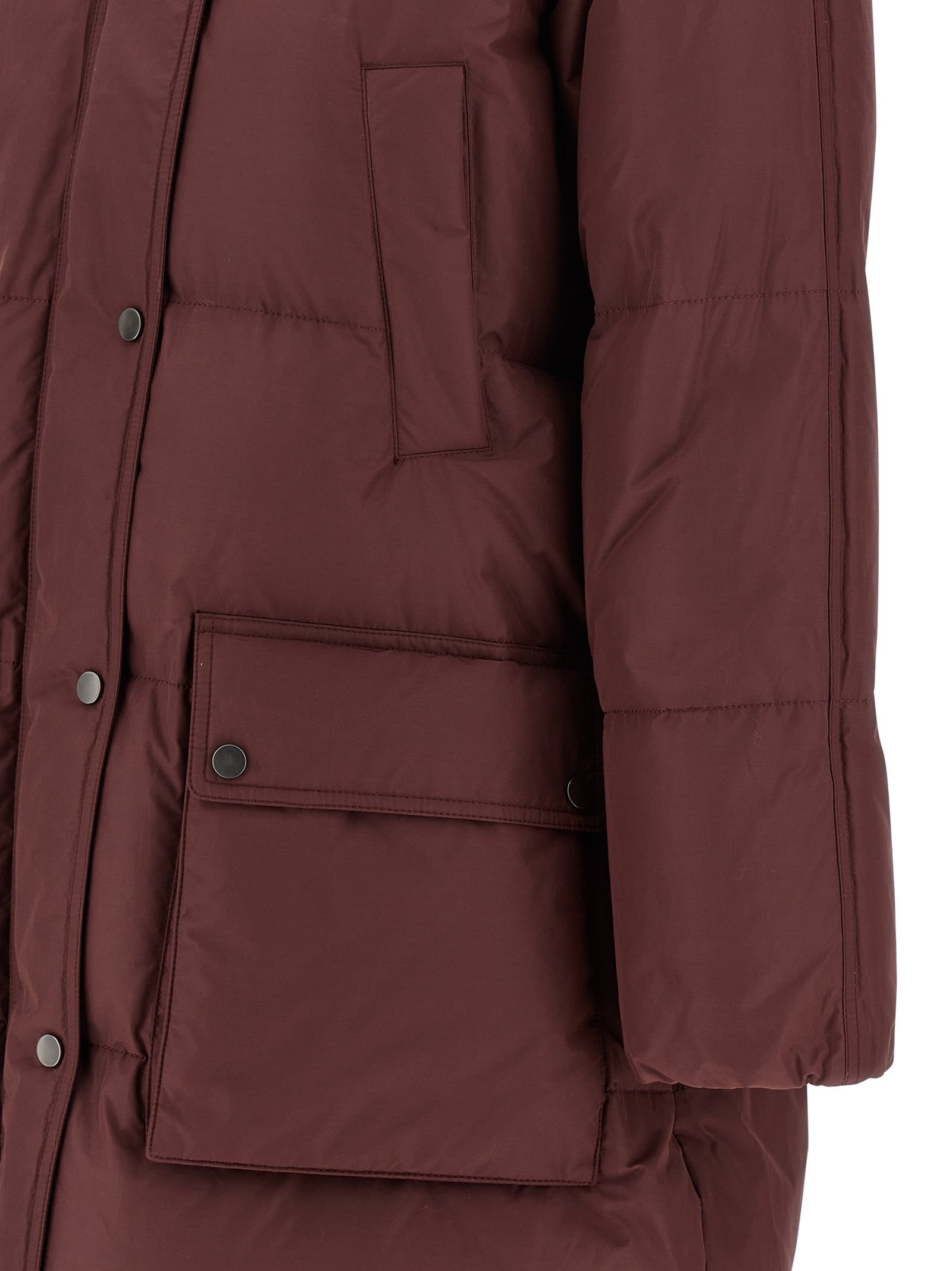 Brunello Cucinelli Shiny Zipper Pull Puffer Jackets Bordeaux In Brown