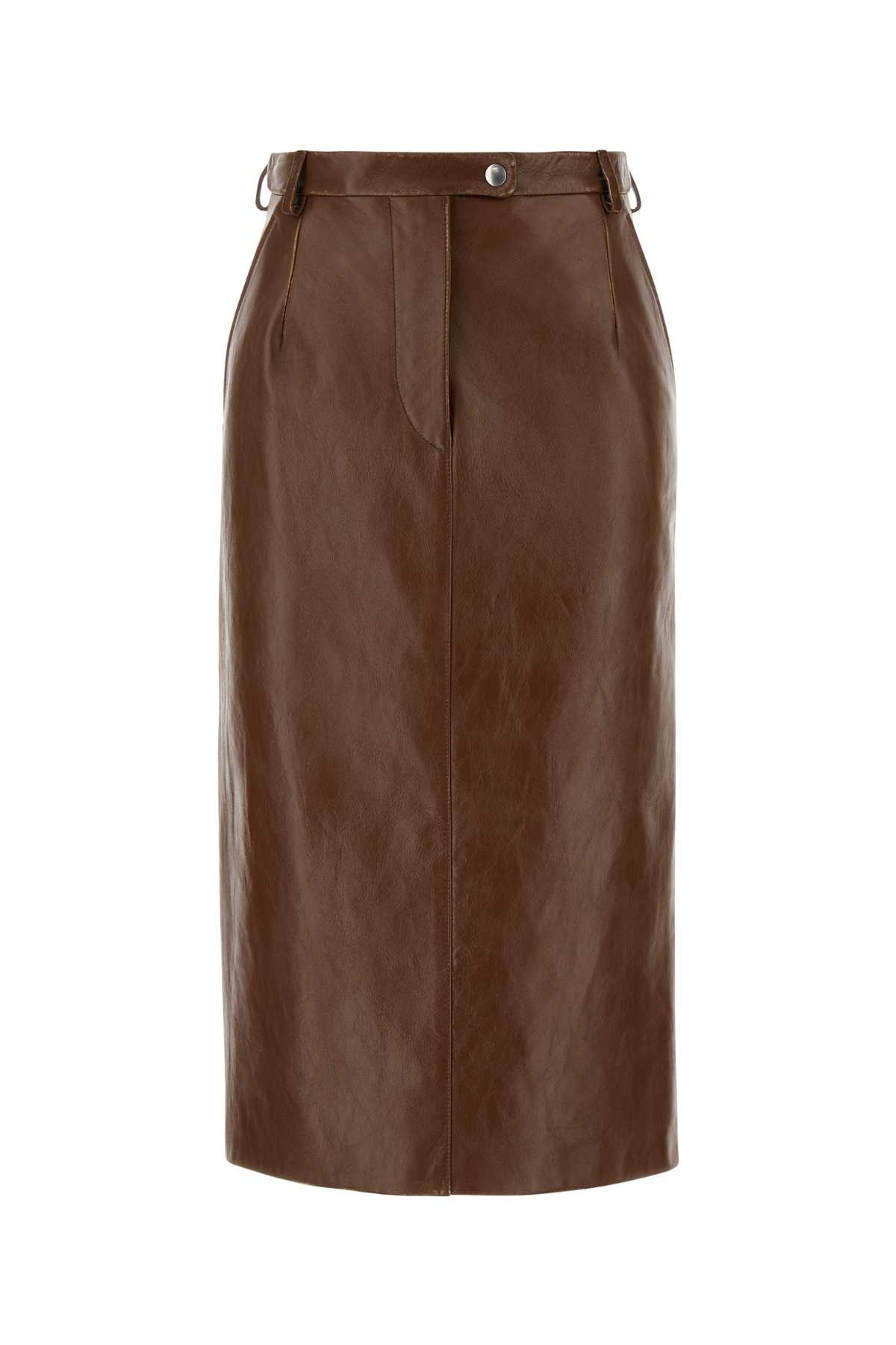 Prada Brown Leather Skirt