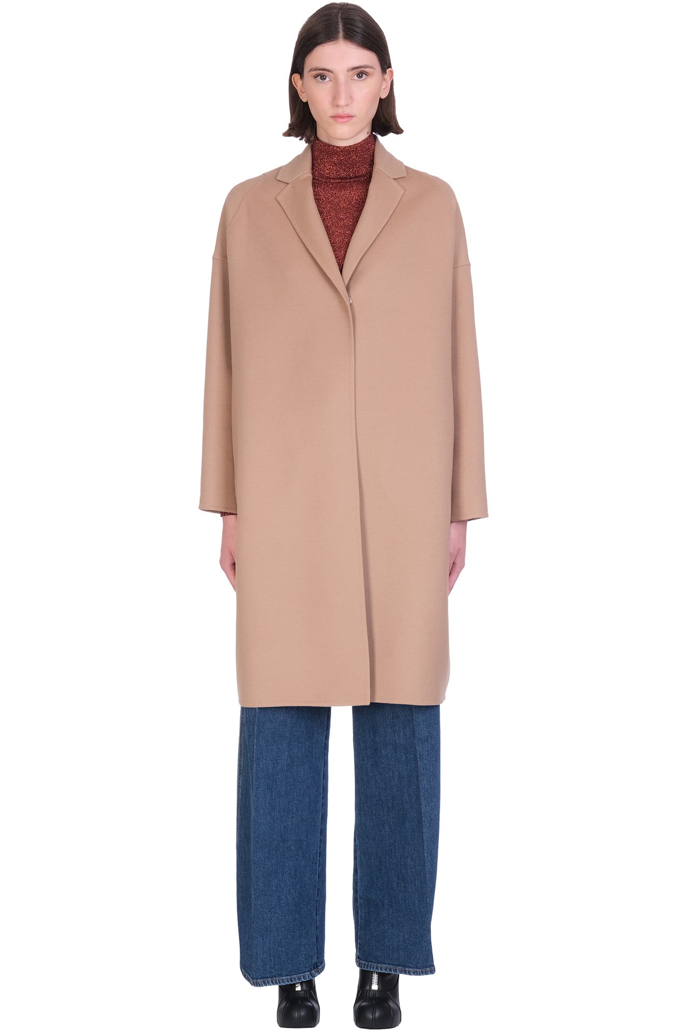 Photo of  Stella McCartney Biplin Coat In Camel Wool- shop Stella McCartney jackets online sales