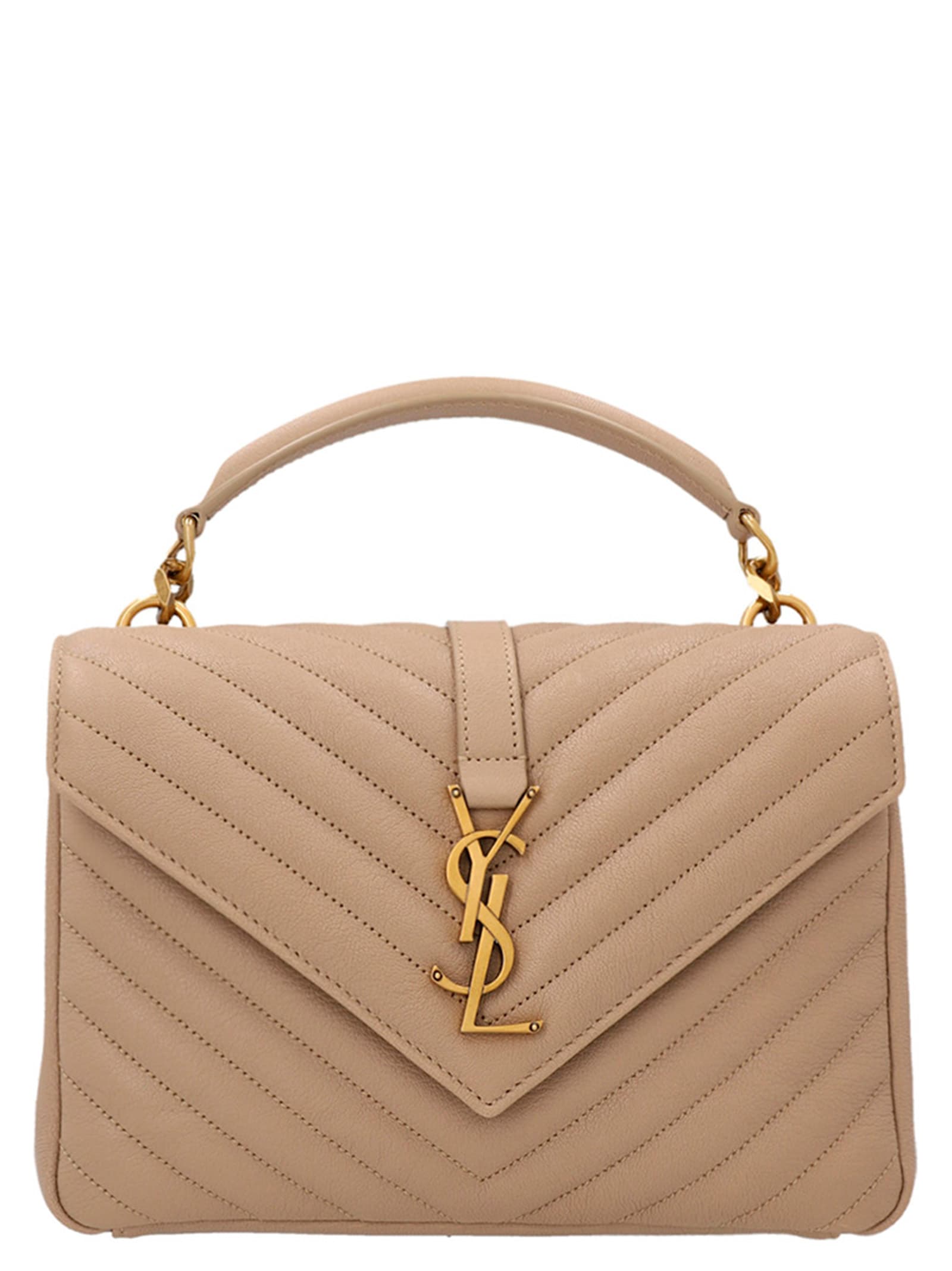 Saint Laurent College Midi Crossbody Bag In Sand