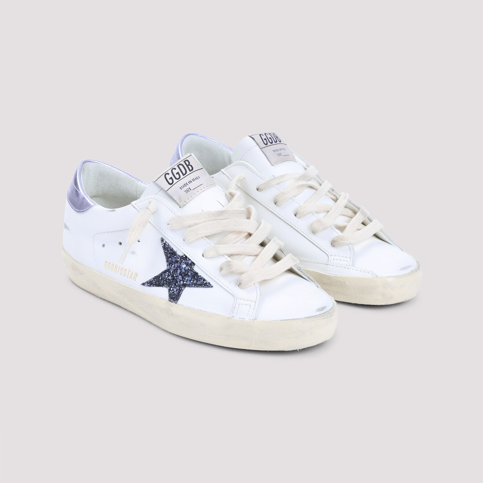 Golden Goose Low-top White Sneakers With Glittery Star And Metallic Heel Tab In White