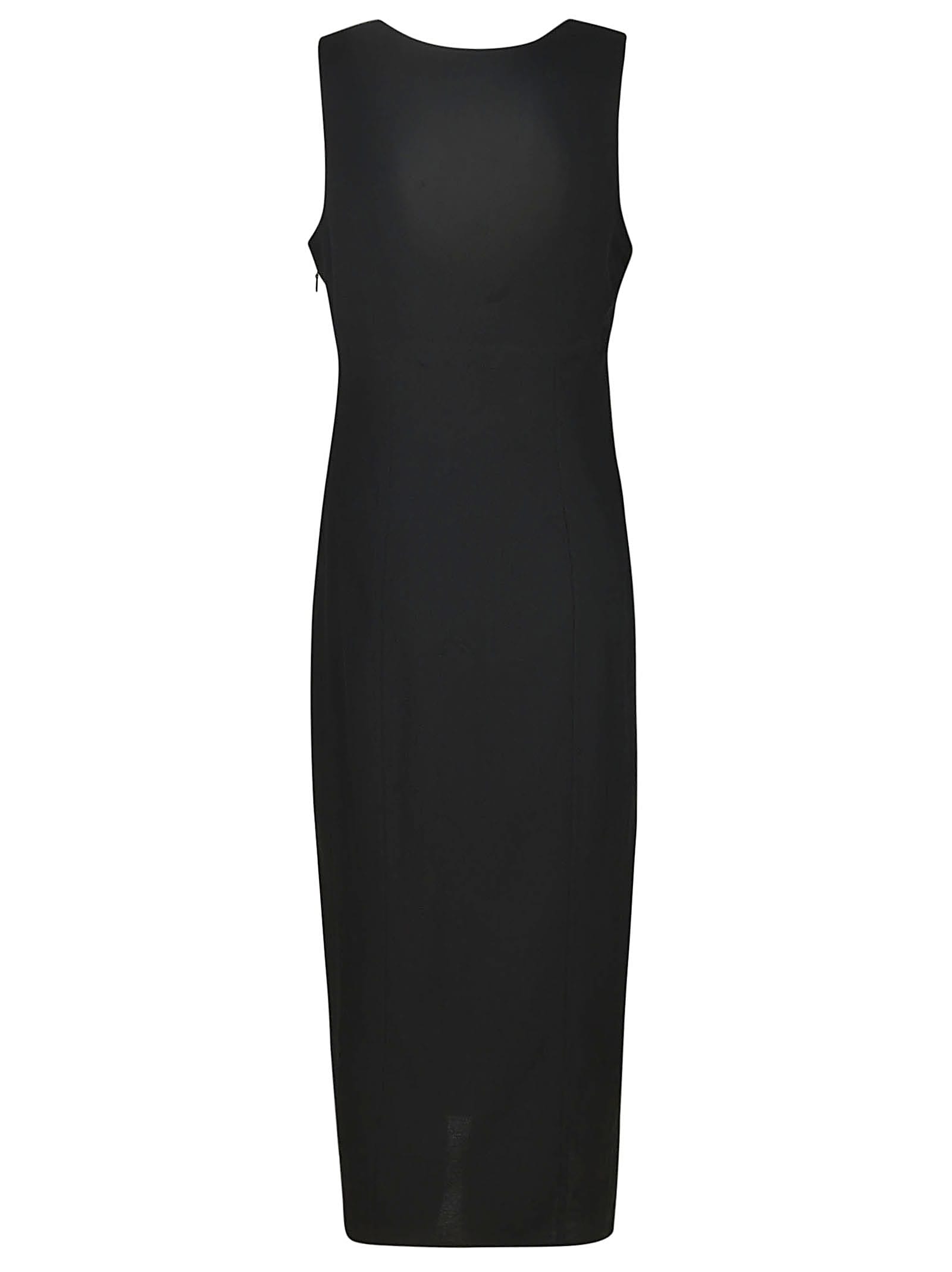 Shop Patou Seersucker V Dress In Black