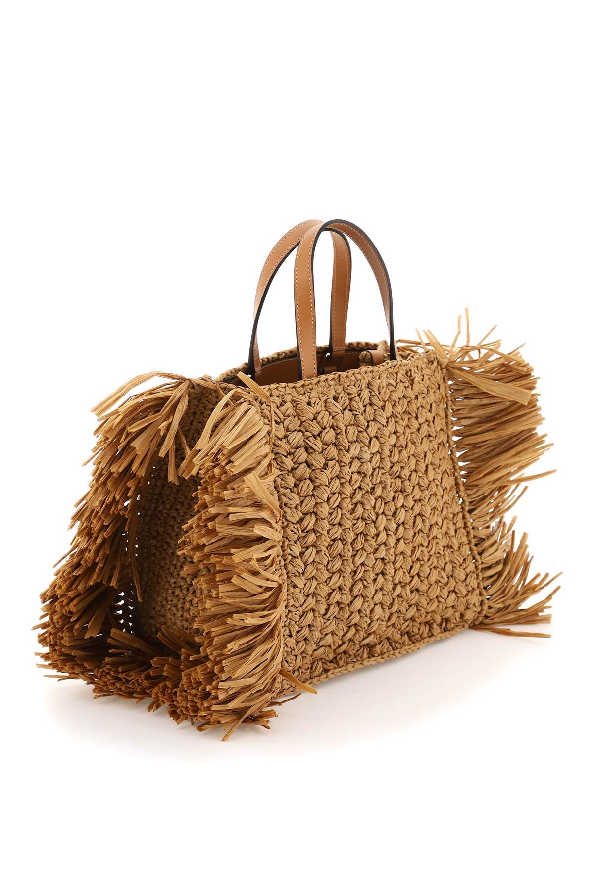 Etro Fringed Raffia Tote Bag In Brown