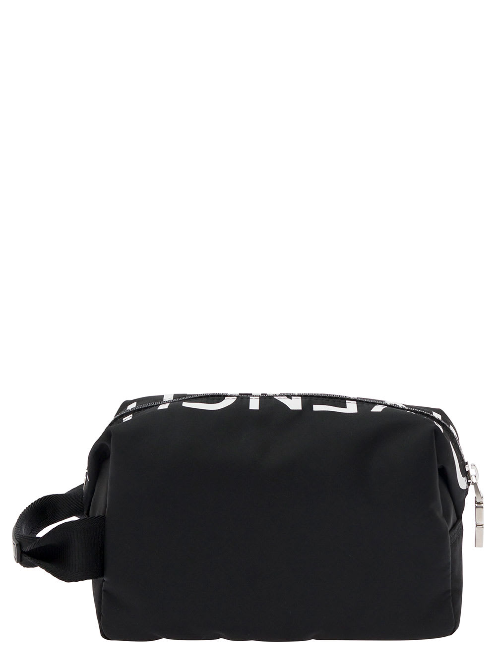Shop Givenchy Black Clutch With Contrasting Logo Print In Nylon Man