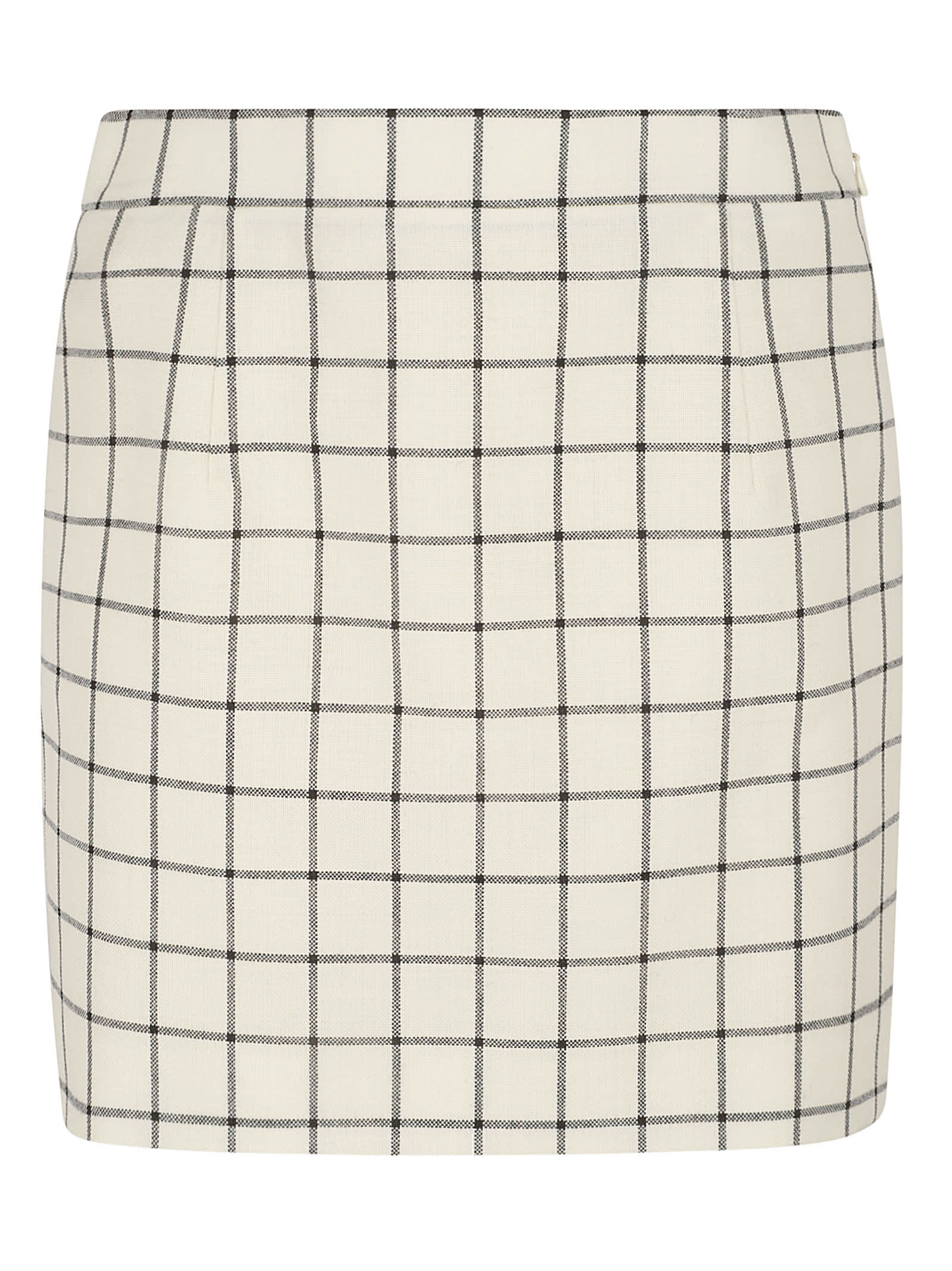 Marni Checked Wool-jacquard Mini Skirt In Stone White