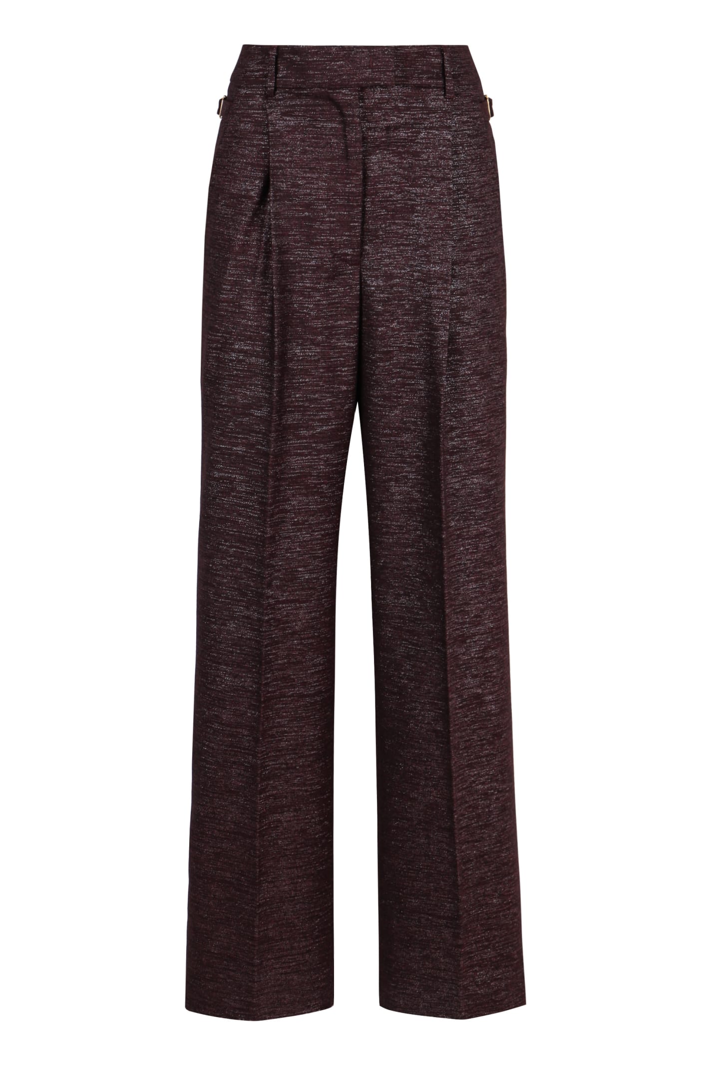 Shop Pt Torino Knitted Lurex Wide-leg Trousers In Burgundy