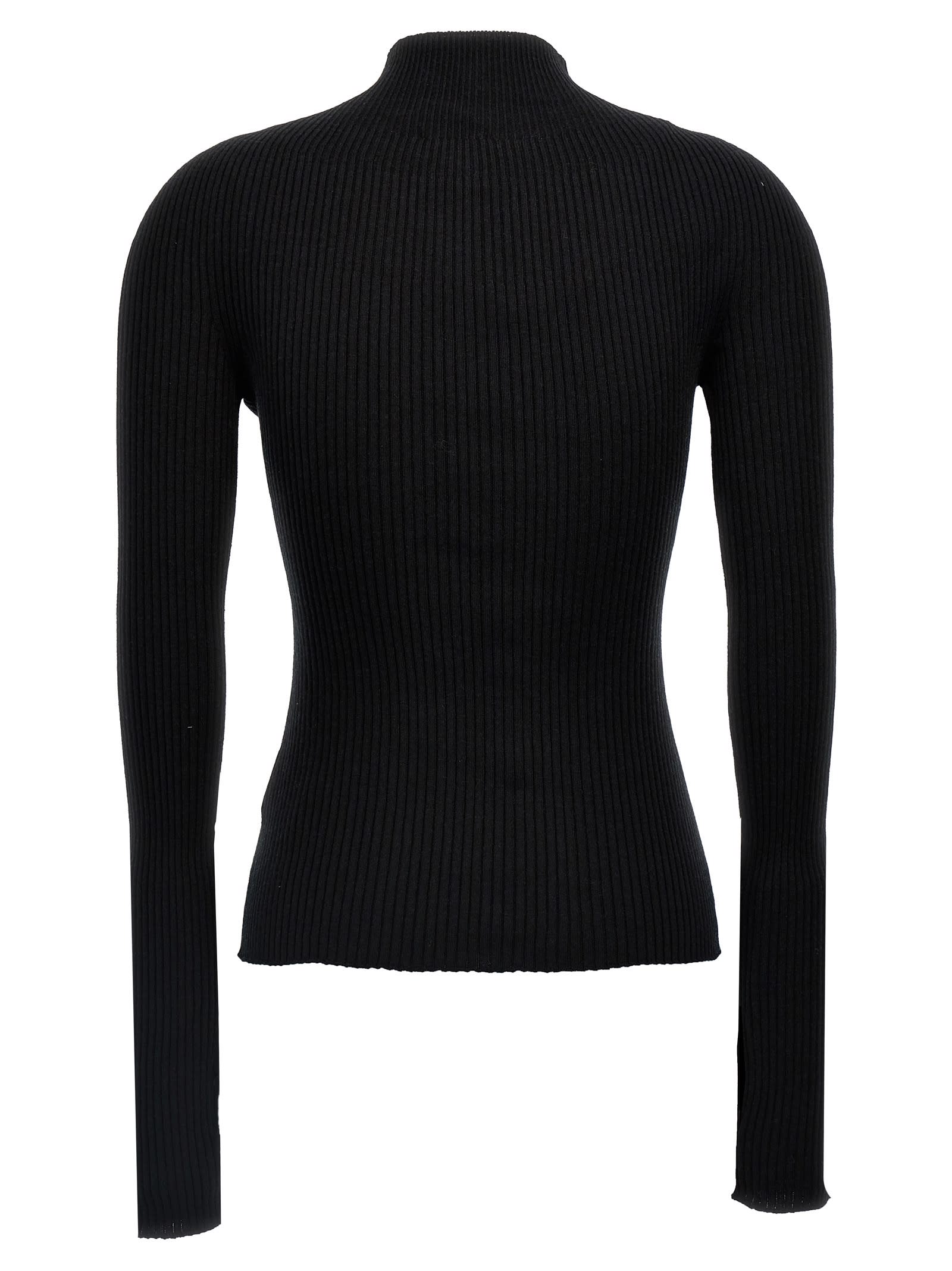 Shop Courrèges Solar Light Rib Sweater In Black