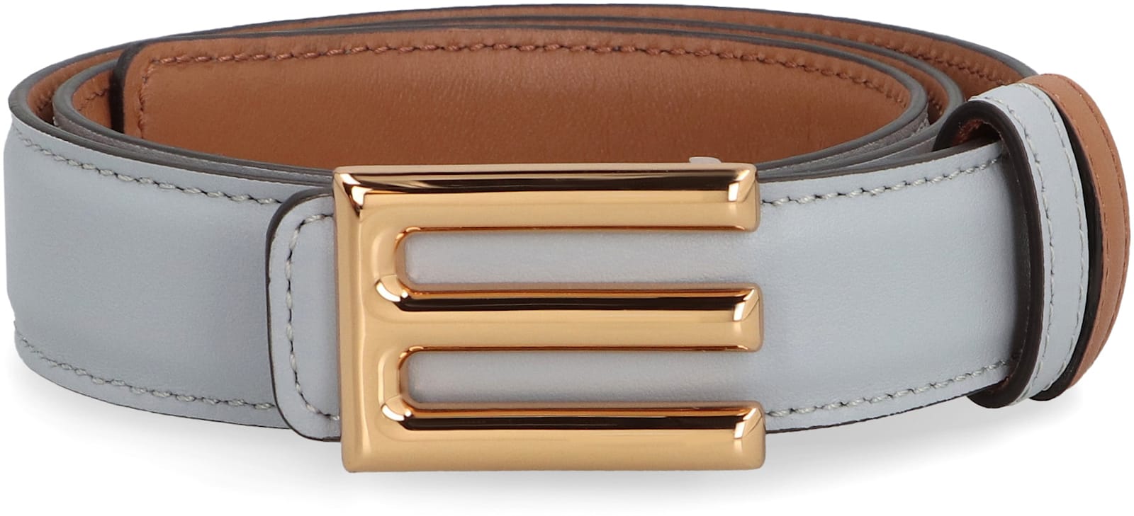 Shop Etro Reversible Leather Belt In Light Blue