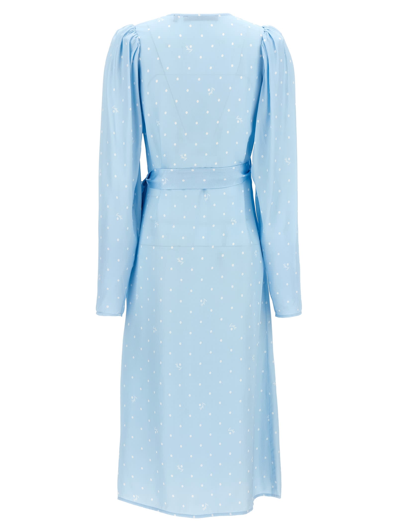 Shop Rotate Birger Christensen Textured Midi Wrap Dress In Light Blue