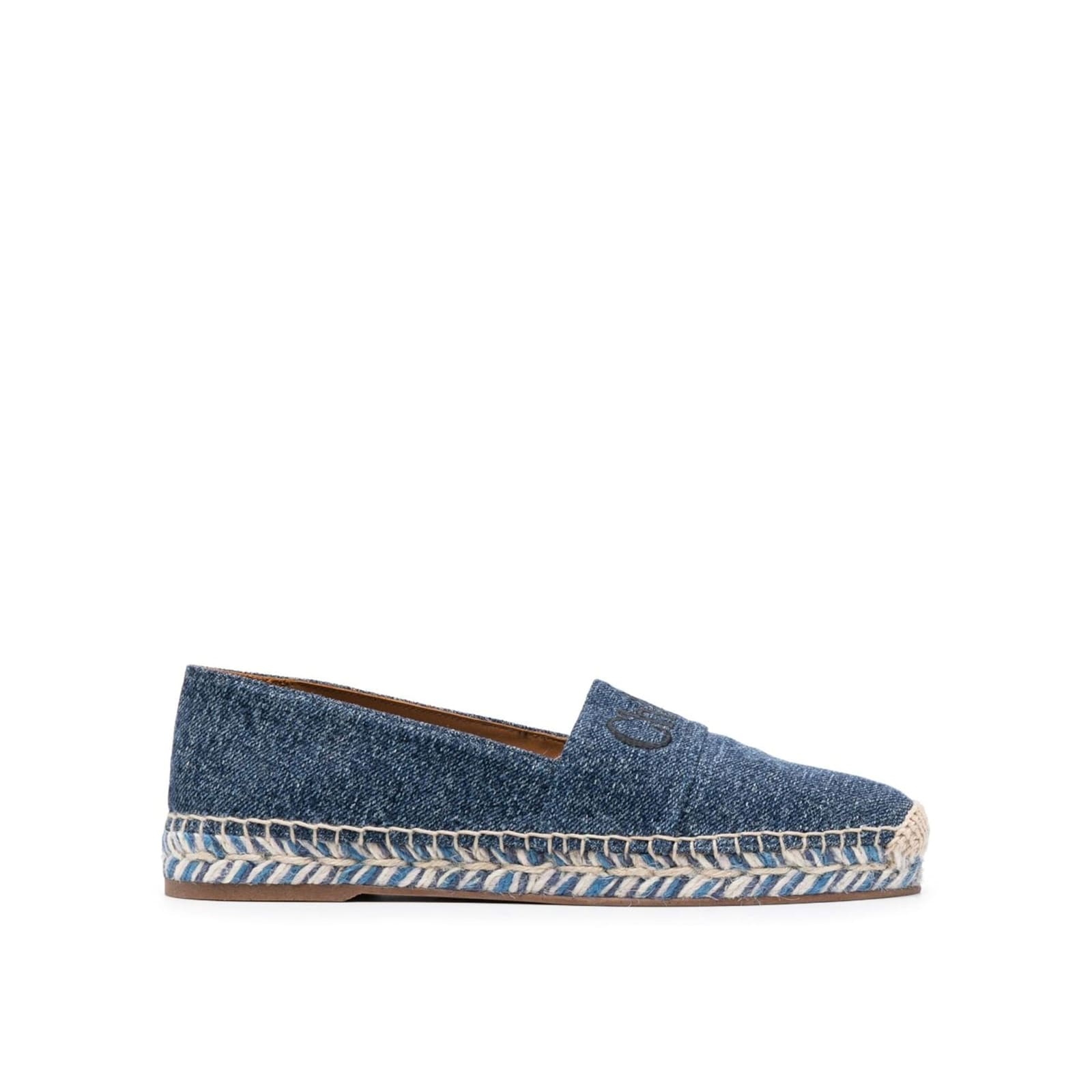 Shop Chloé Embroidered Logo Espadrilles In Blue