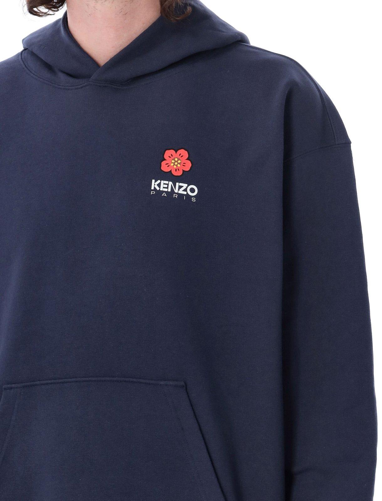 Shop Kenzo Boke Flower Drop Shoulder Hoodie In Blue