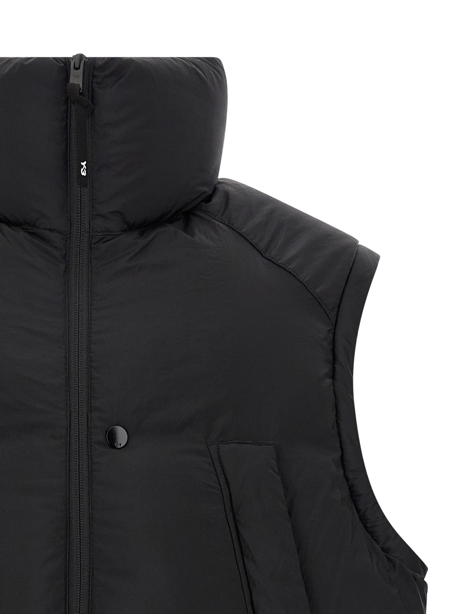 Y-3 Adidas Black Zippered Padded Vest In Black