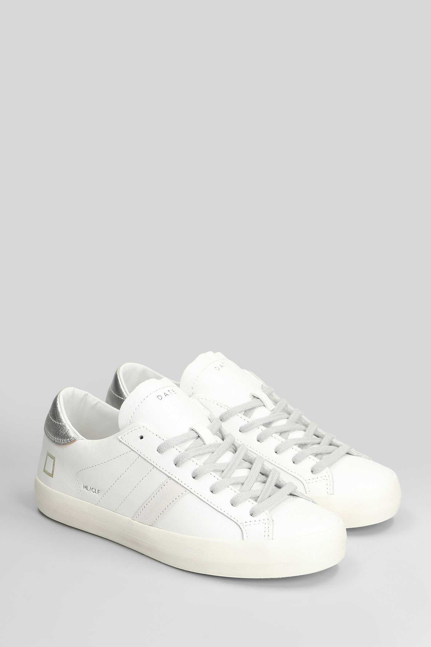 Date Hill Low Calf Sneakers In White Leather In Multi