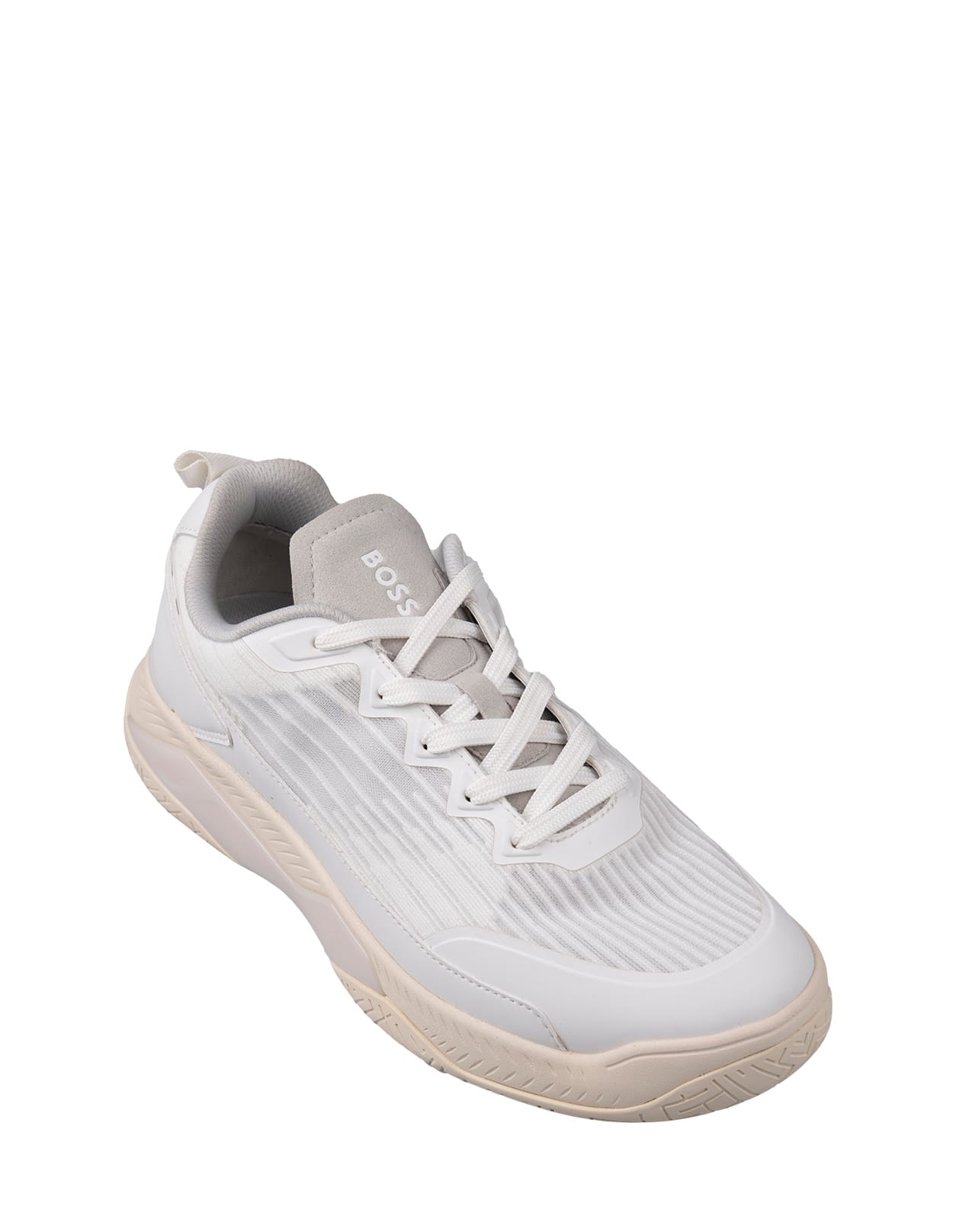 Shop Hugo Boss White Sneakers In Mixed Materials With Non-slip Sole