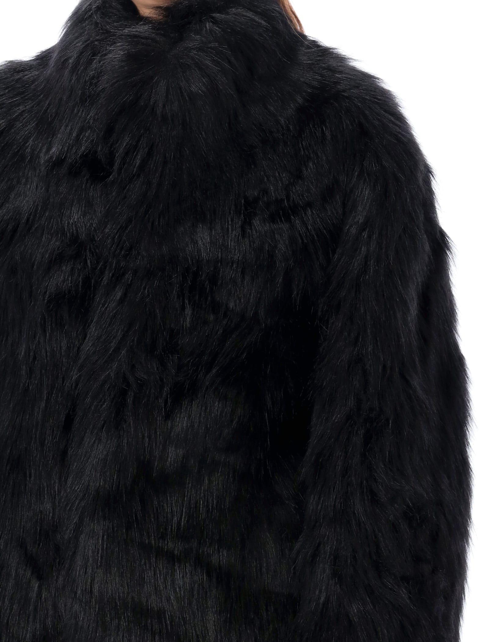 Shop Misbhv Faux Fur Jacket In Black