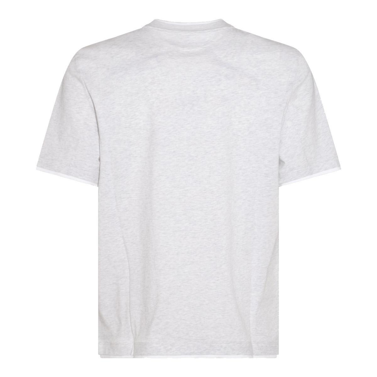Shop Brunello Cucinelli Logo-embroidered Crewneck T-shirt In Grey