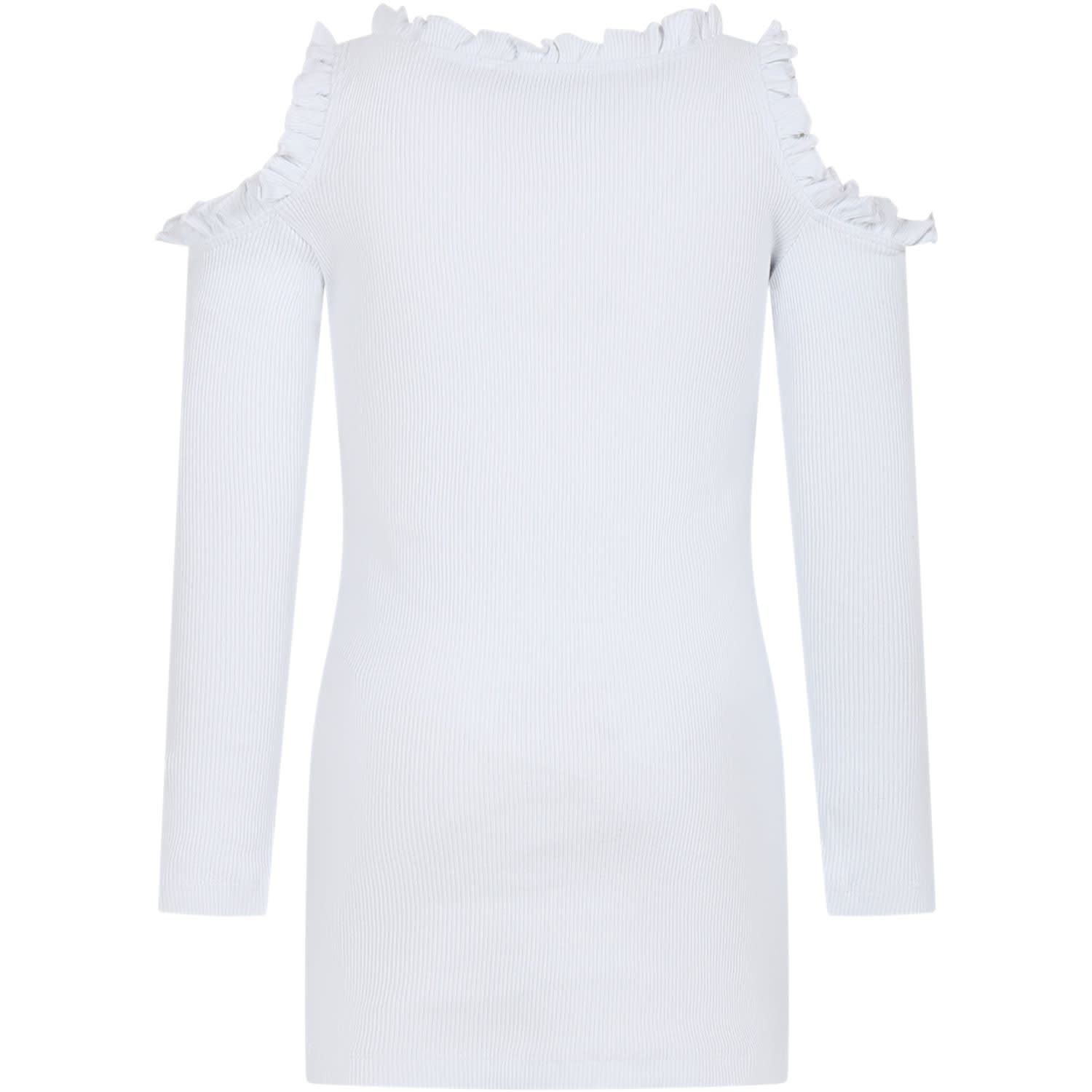 Shop Msgm White Dress For Girl With Ruffles